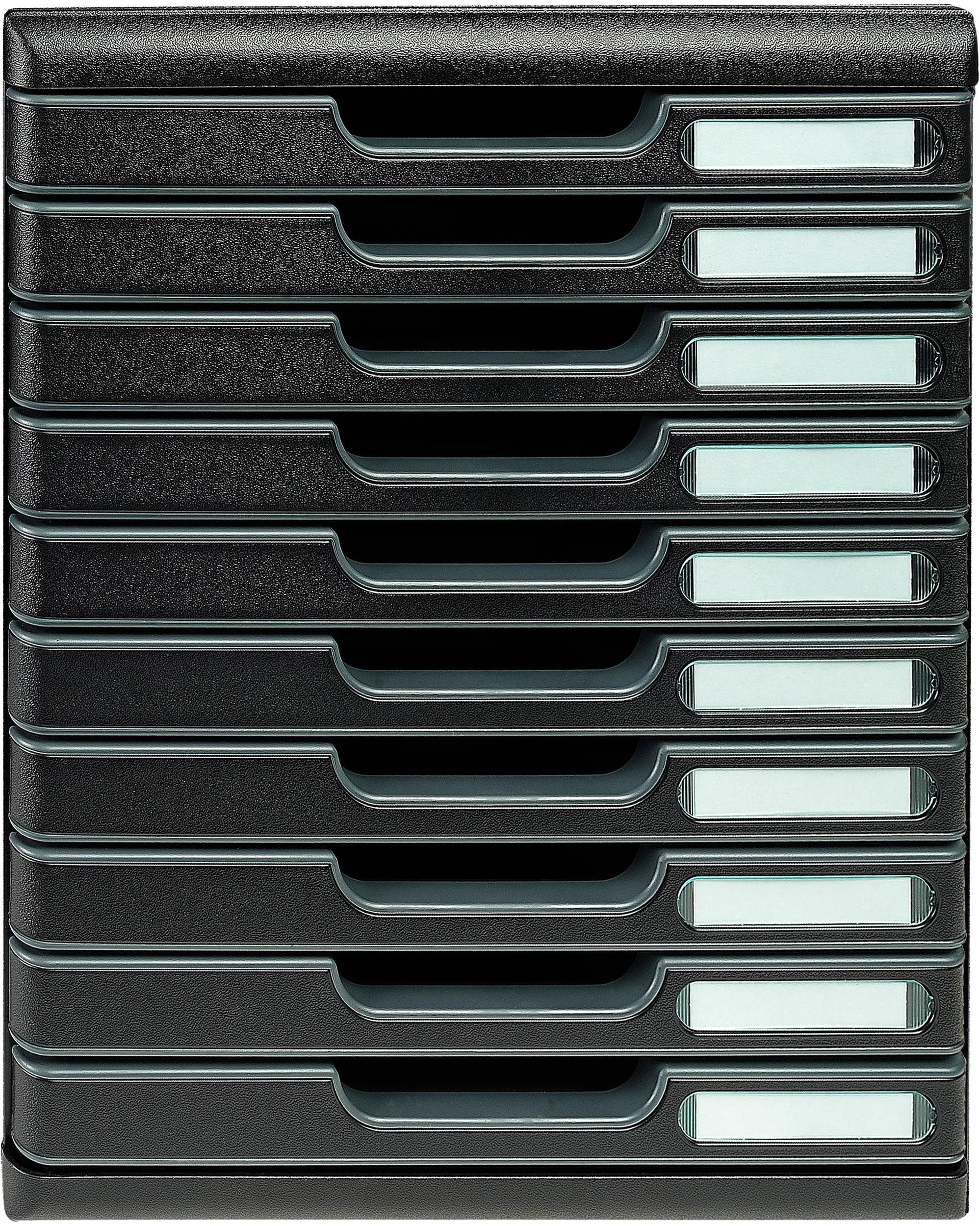 Schubladenbox Schubladenbox MODULO A4, 10 geschlossene Schubladen, Schwarz, 302414D