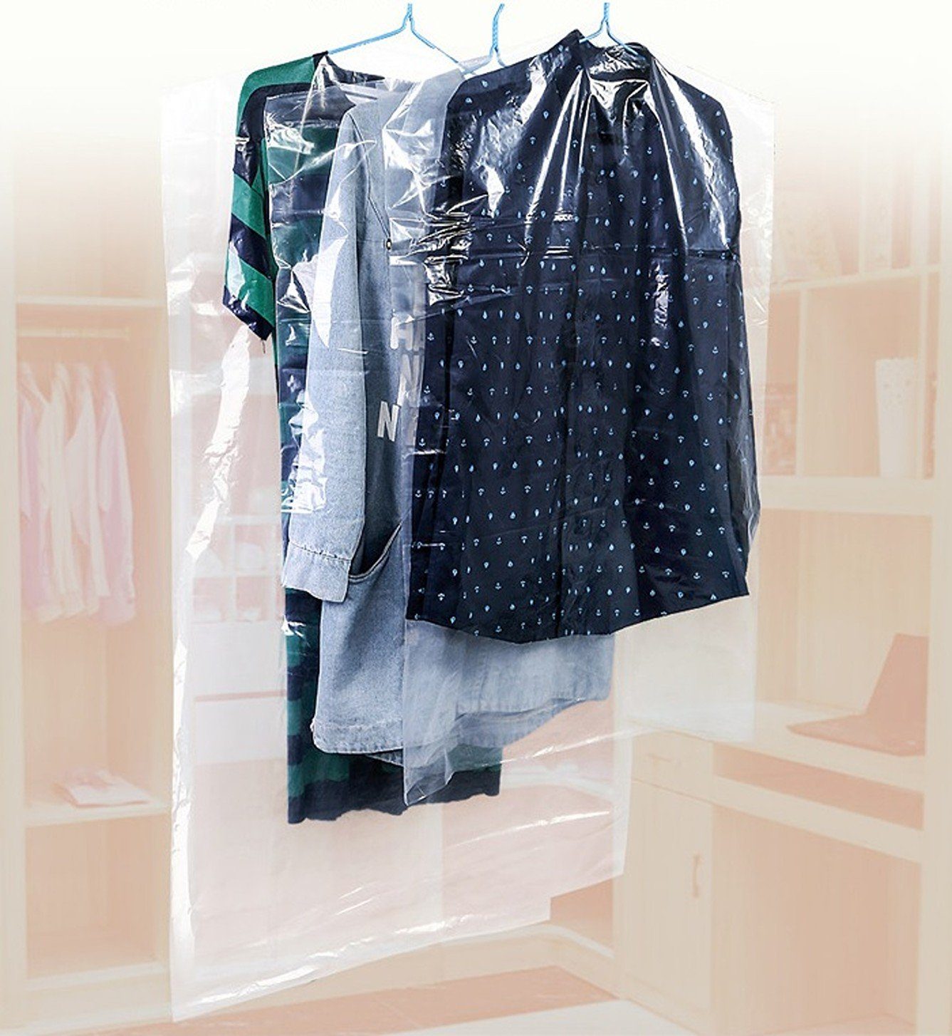 BAYLI Kleiderschutzhülle 20er Set Kleiderschutzhülle Transparent - Mantelschutz durchsichtig -