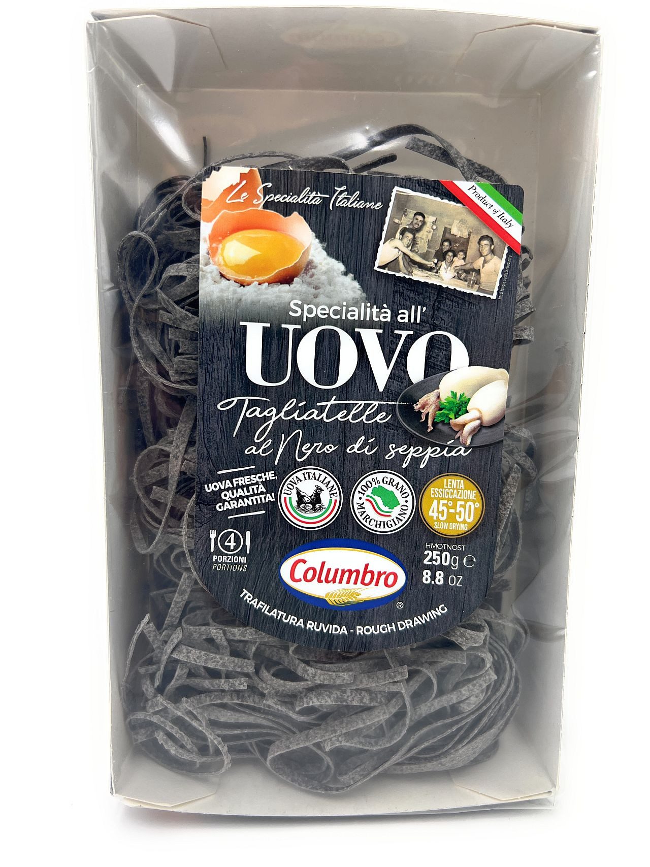 Columbro Nudeln Tagliatelle al Nero di Seppia Eiernudeln 250 g Italien, 1 x 250 g