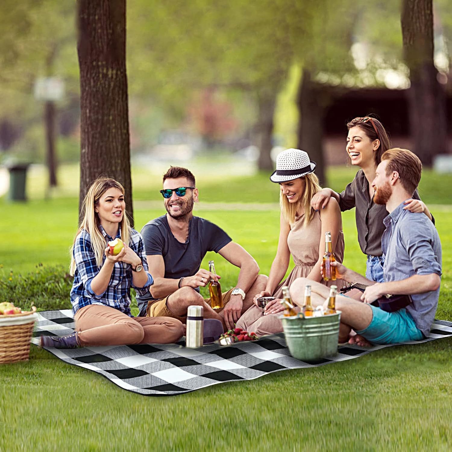 Picknickdecke 200 x 150CM Stranddecke Campingdecke,Tragbare Waschbar Strandunterlage, BlingBin, Picknick-Matte mit Tragegriff für Strand,BBQ,Picknick, Wandern,Reisen