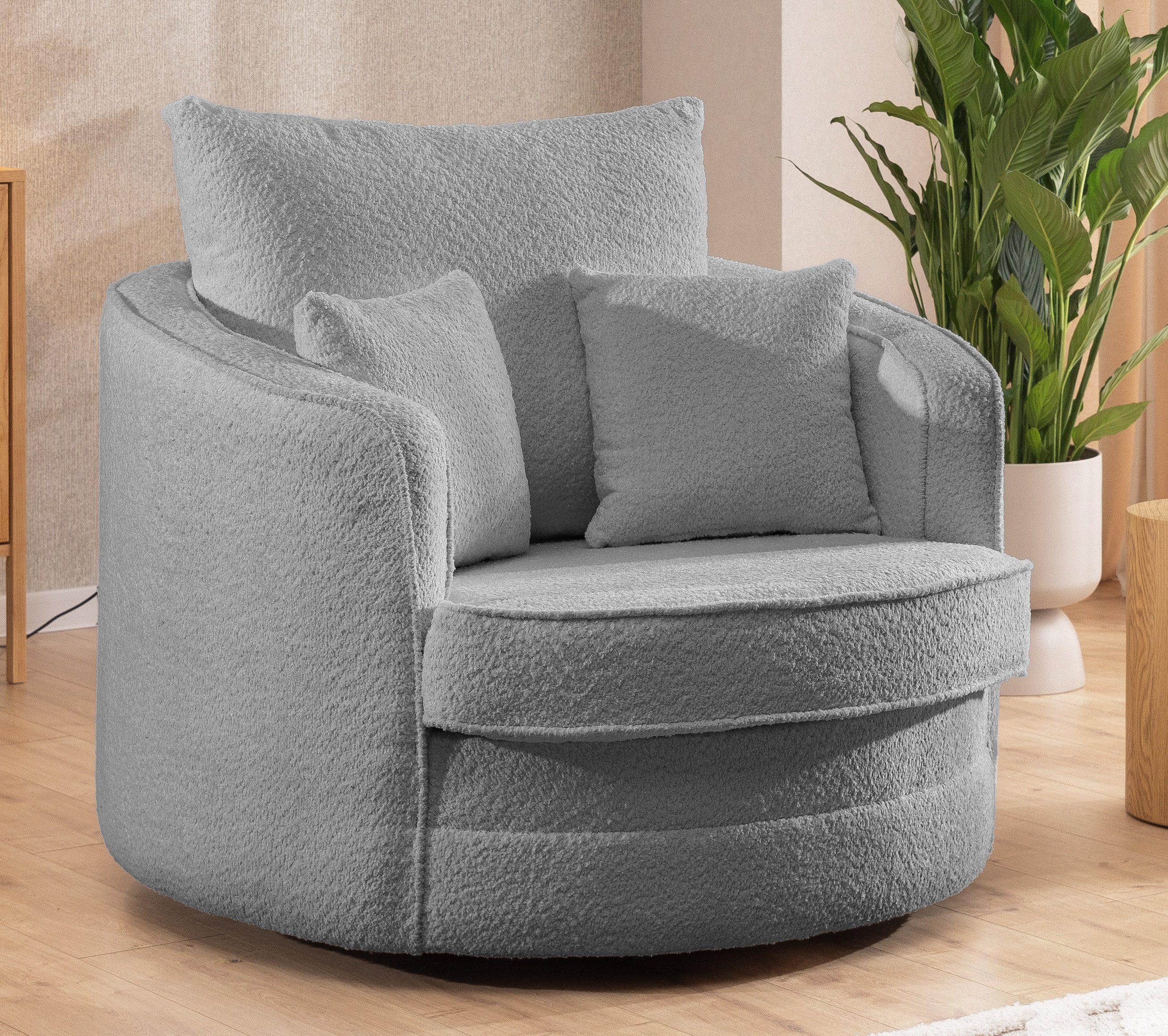 S-Style Möbel Drehsessel Ted Love Seat XXL 360 Grad drehbar aus Boucle-Stof günstig online kaufen