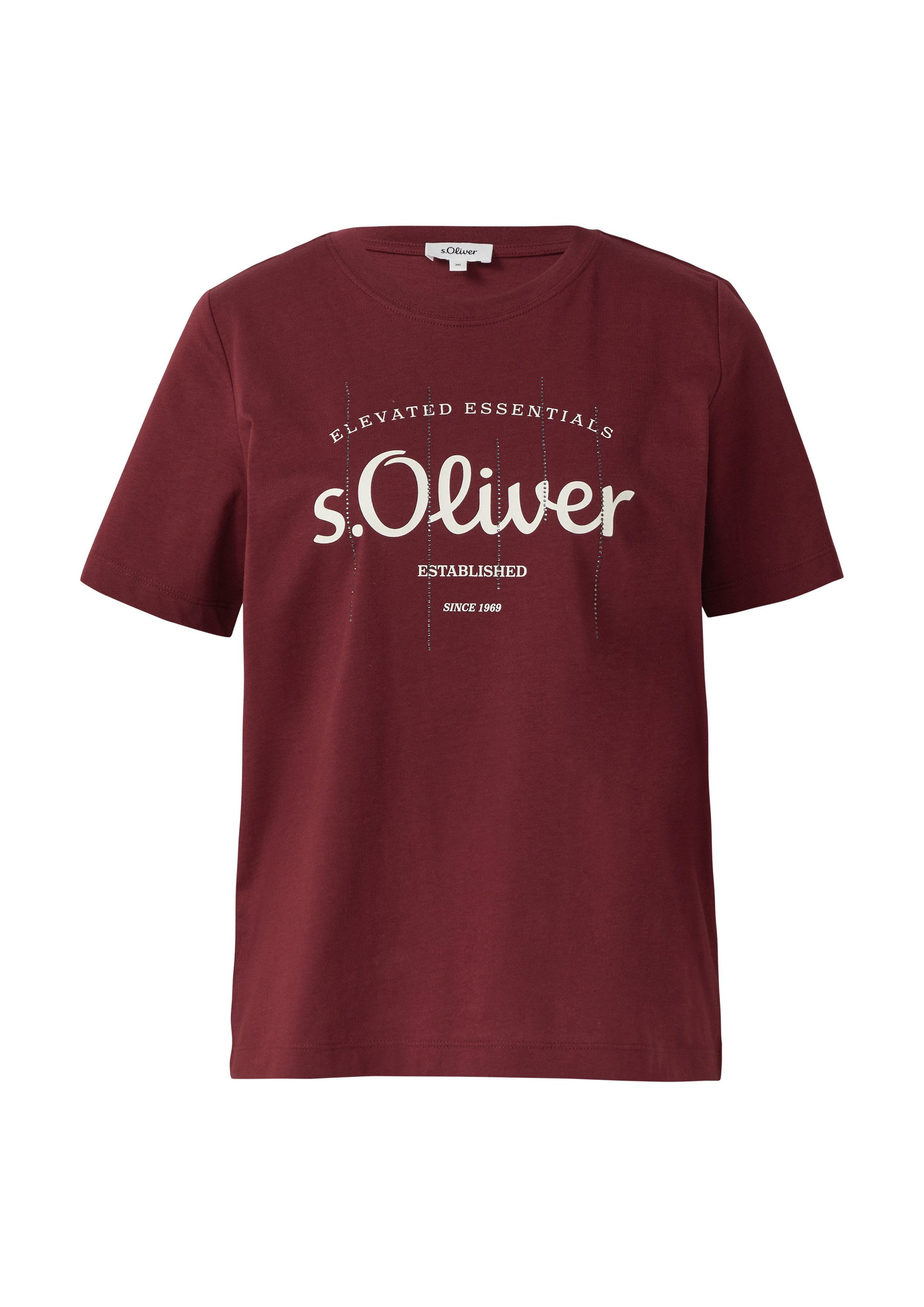 s.Oliver Kurzarmshirt T-Shirt T-Shirt mit Logo-Print und Schmucksteinen günstig online kaufen