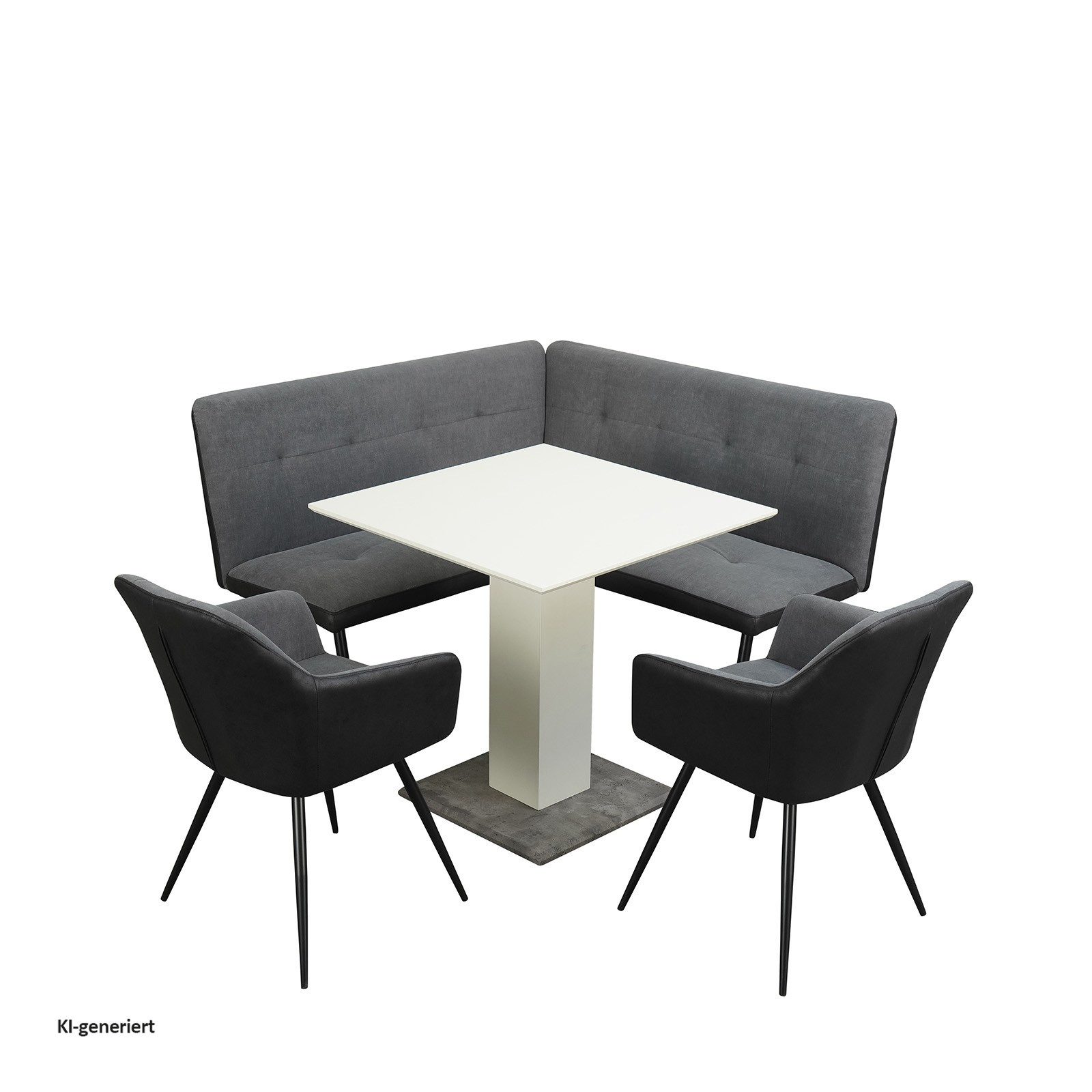 HTI-Living Eckbankgruppe Sitzgruppe Anthrazit/Grau/Weiß Joschka, (Sparpaket, 4-tlg., 1 Esstisch, 1 Eckbank, 2 Stühle), Esstisch Eckbank und Esszimmerstühle