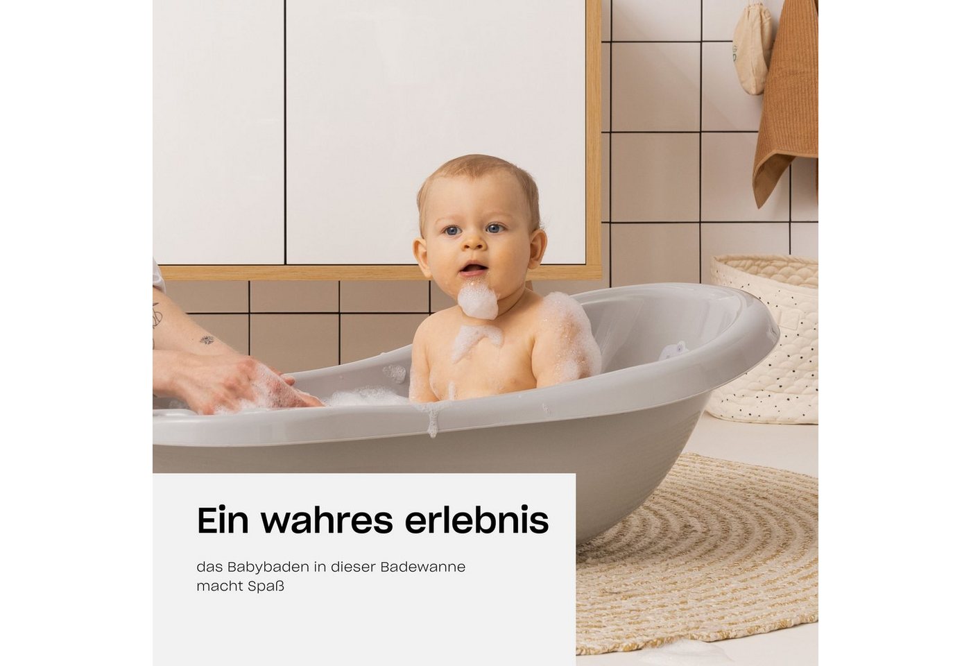 Thumbnail - Hylat Baby Babybadewanne Babywanne mit Anti-Rutsch-Matte - TÜV Rheinland zertifiziert, (1-teilig)