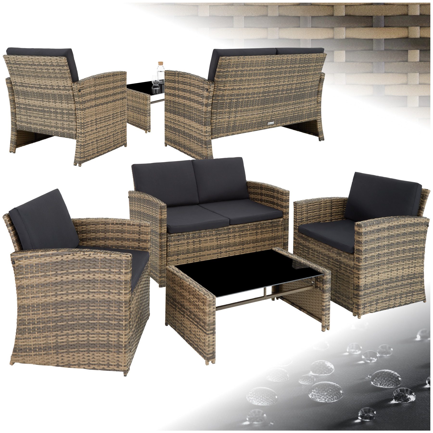 tectake Loungeset Rattan Lounge, (Set., 5-tlg), günstig online kaufen