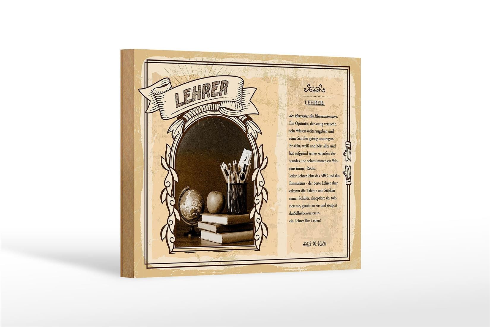 Femer GmbH Holzbild Berufe 18x12 cm Lehrer Herrscher Klassenzimmers, Beruf Arbeit (1 St), Glatte Holzfaserplatte (MDF), vorn beschichtet