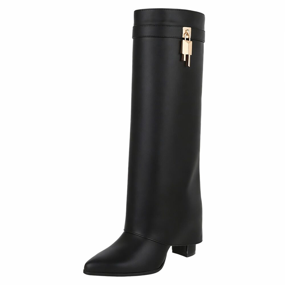 Ital-Design Elegante Stiefel mit hohem Schaft und Blockabsatz für Damen Hig günstig online kaufen