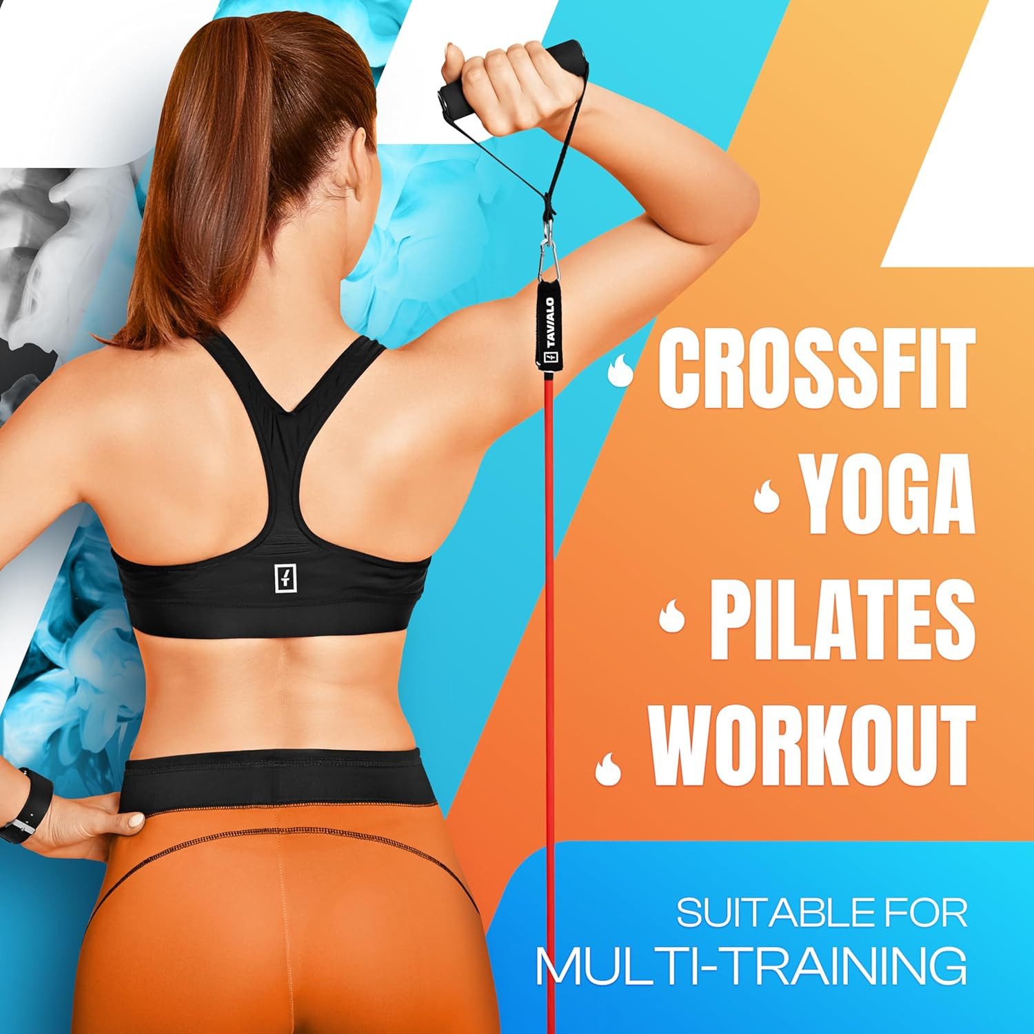 TAVIALO Trainingsbänder Widerstandsbänder mit Griff: Fitnessbänder 5er Set für Kraftraining, Türankerbefestigung, Expander Resistance Bands/Fitnessgeräte