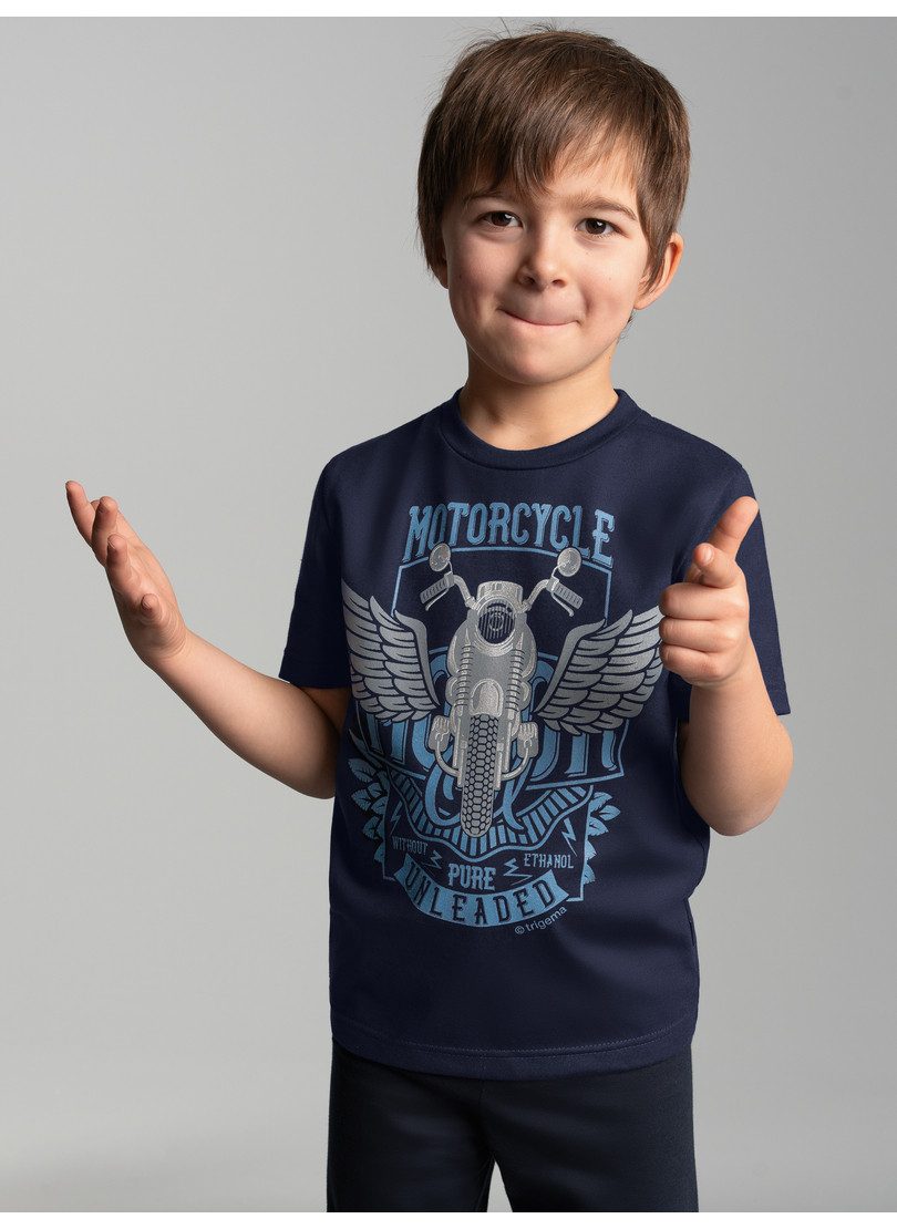 Trigema T-Shirt TRIGEMA T-Shirt mit großem Motorrad-Printmotiv (1-tlg)