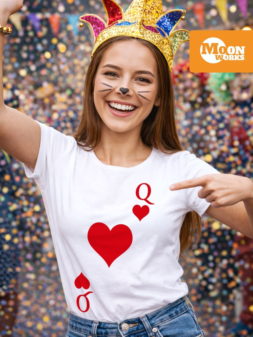 MoonWorks Print-Shirt Damen T-Shirt Kartenspiel Kostüm Spielkarten Gruppenk günstig online kaufen