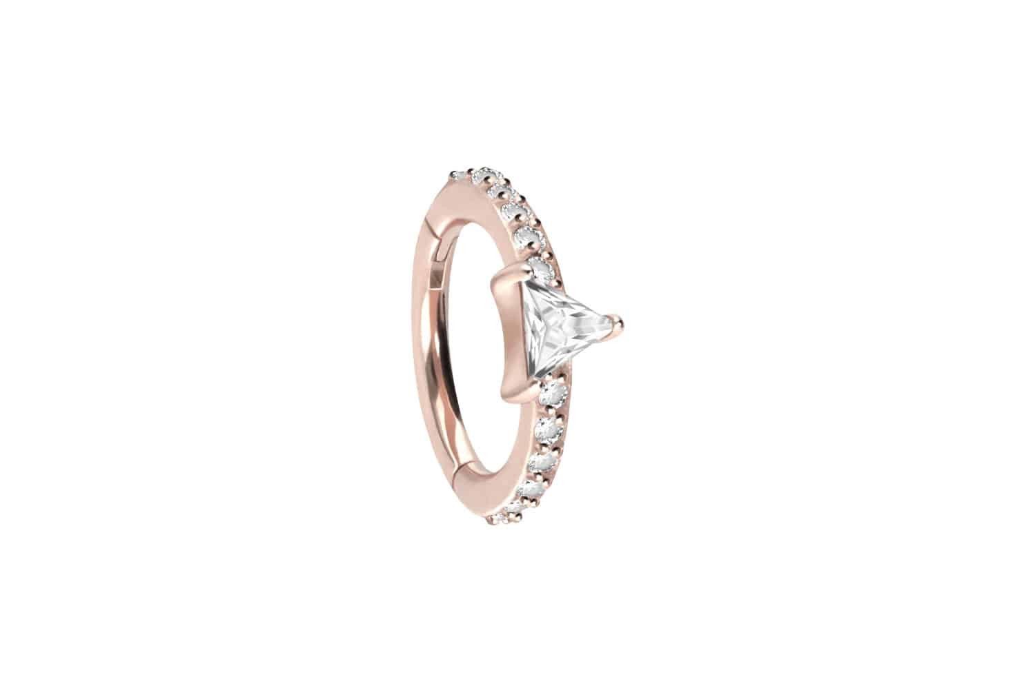 Nasenpiercing Chirurgenstahl Segmentring Clicker KRISTALLDREIECK + EINGEFASSTE