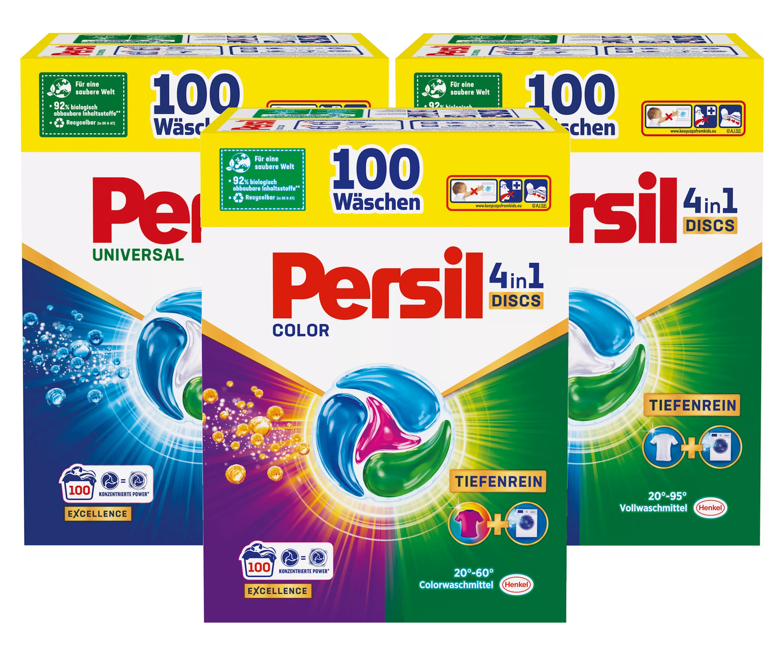 Persil 2x Persil Discs Universal 100WL & 1x Discs Color 100WL Vollwaschmittel