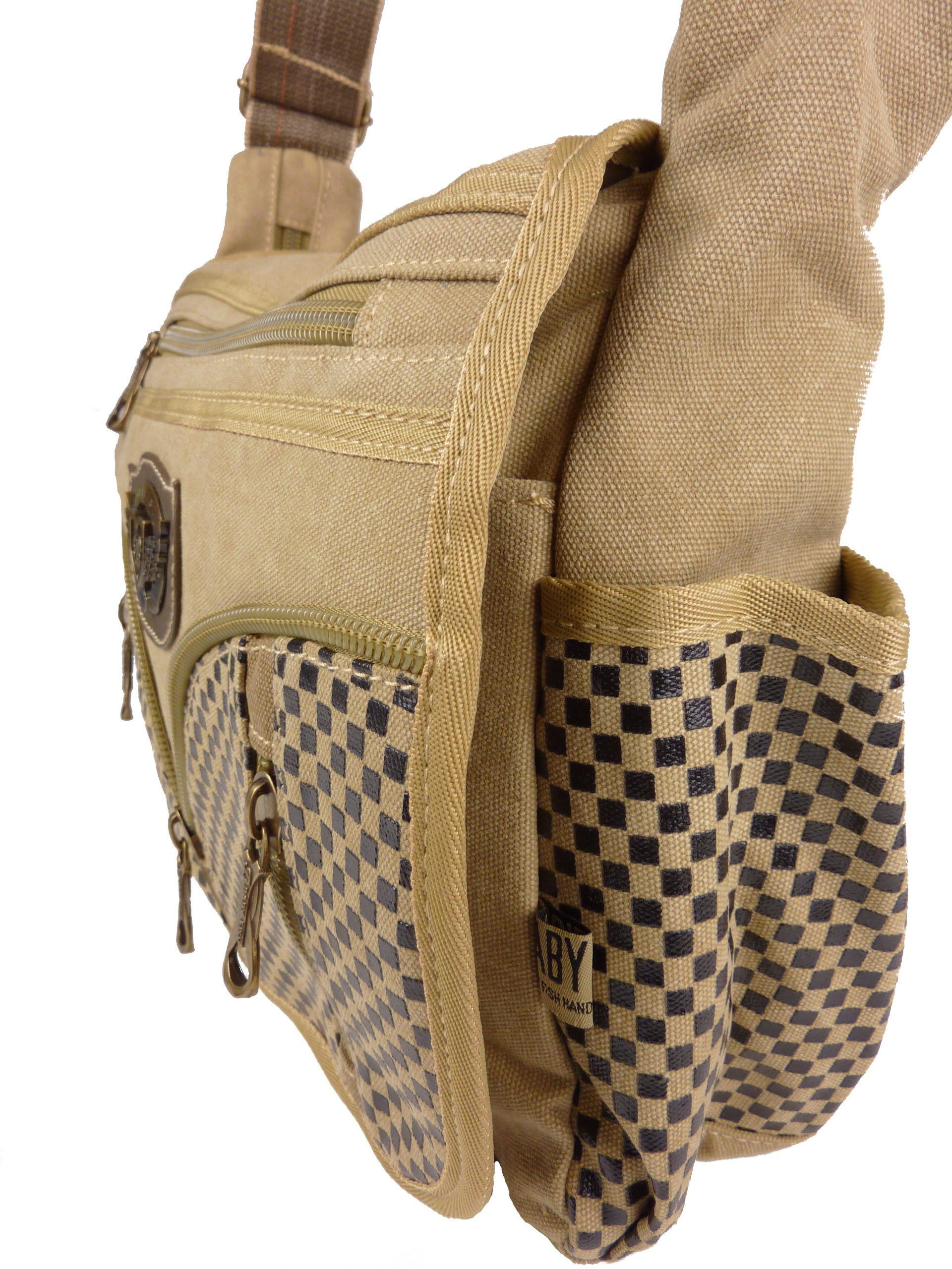 Taschen4life Messenger Bag Canvas Umhängetasche 5515 Stofftasche, lässige Damen & Herren Schultertasche, Jeanstasche, Segeltuch, Fächer