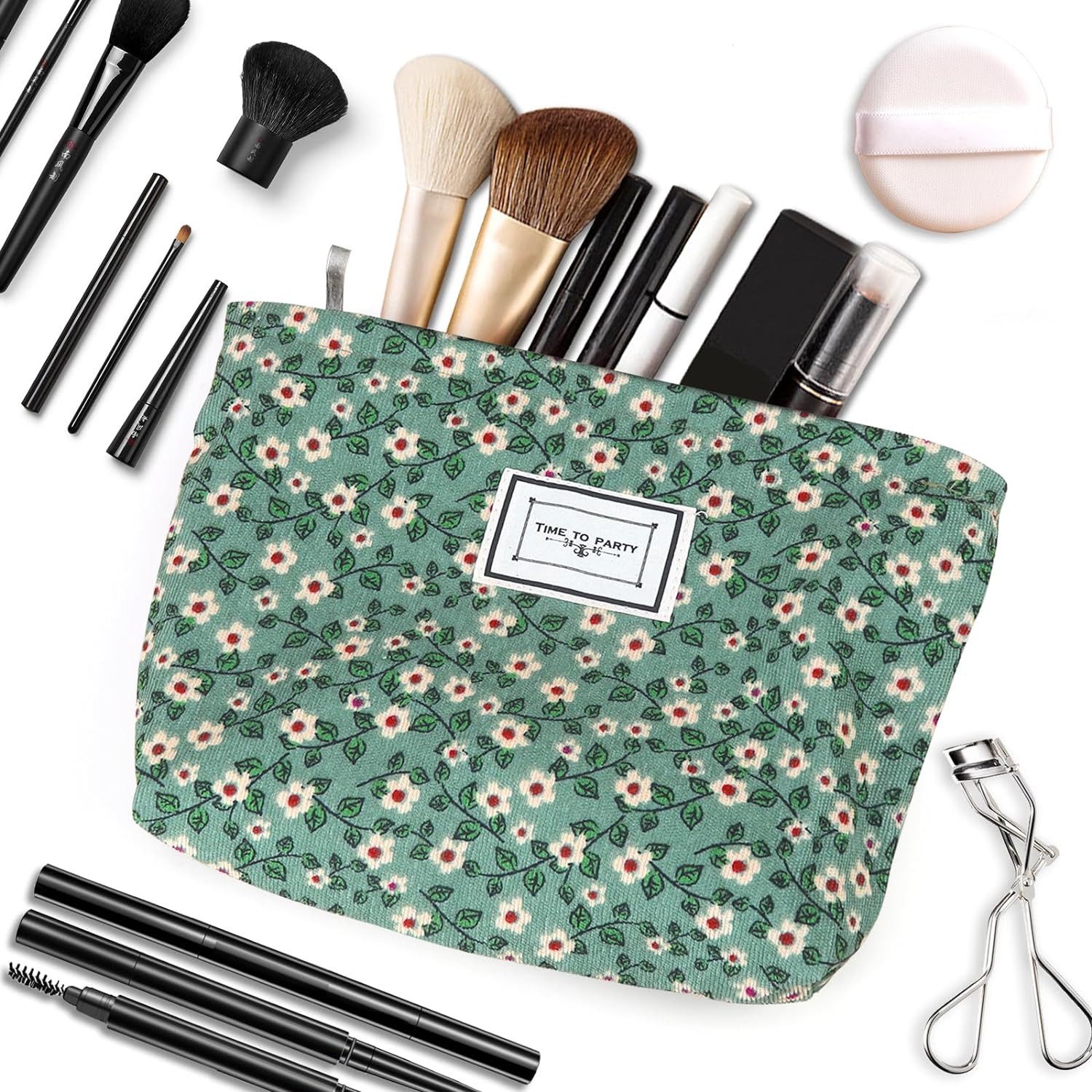 Zaewry Kosmetiktasche 2 Stück Kulturtasche Cord Makeup Tasche Tragbar Reise (Kulturbeutel Kosmetiktasche Organizer mit Reißverschluss), 2 Größen Cord Kosmetikta – Bild 2 von 5