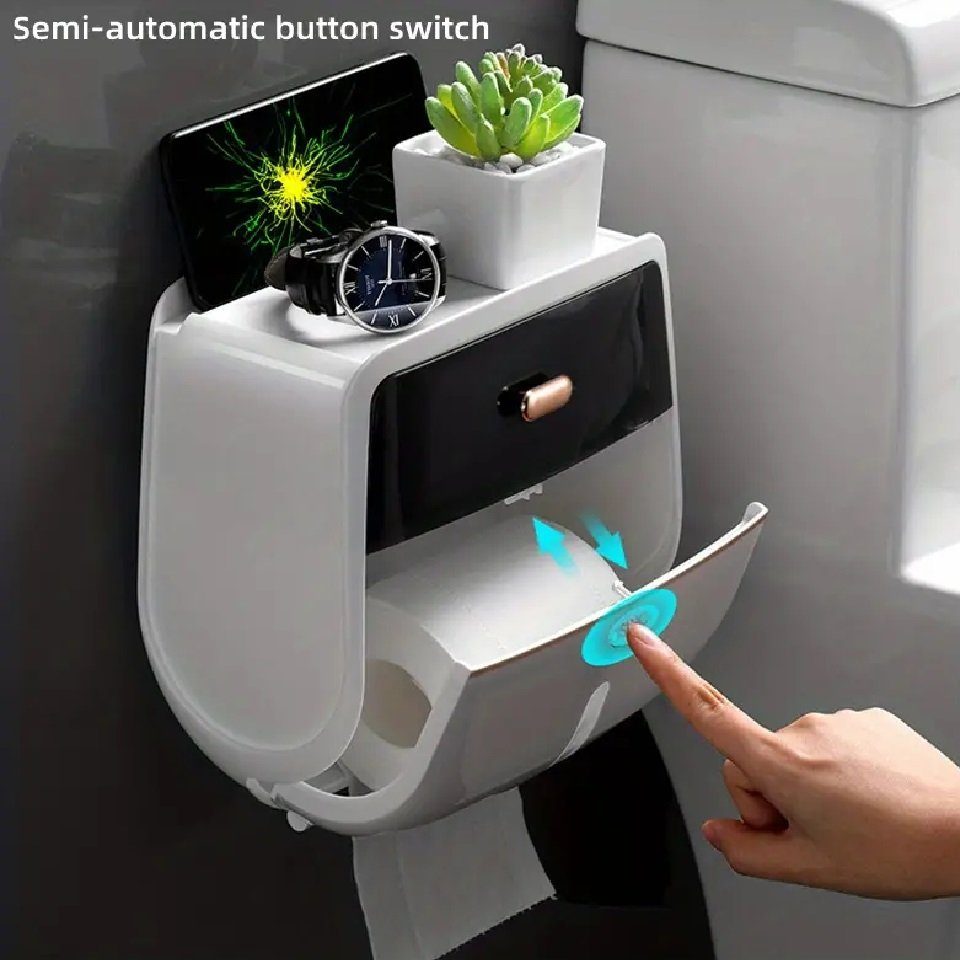 DENU-Home Toilettenpapierhalter Klopapierhalter Schrank Bohren Bohren WC ohne selbstklebend Rollenhalter, ohne Grau