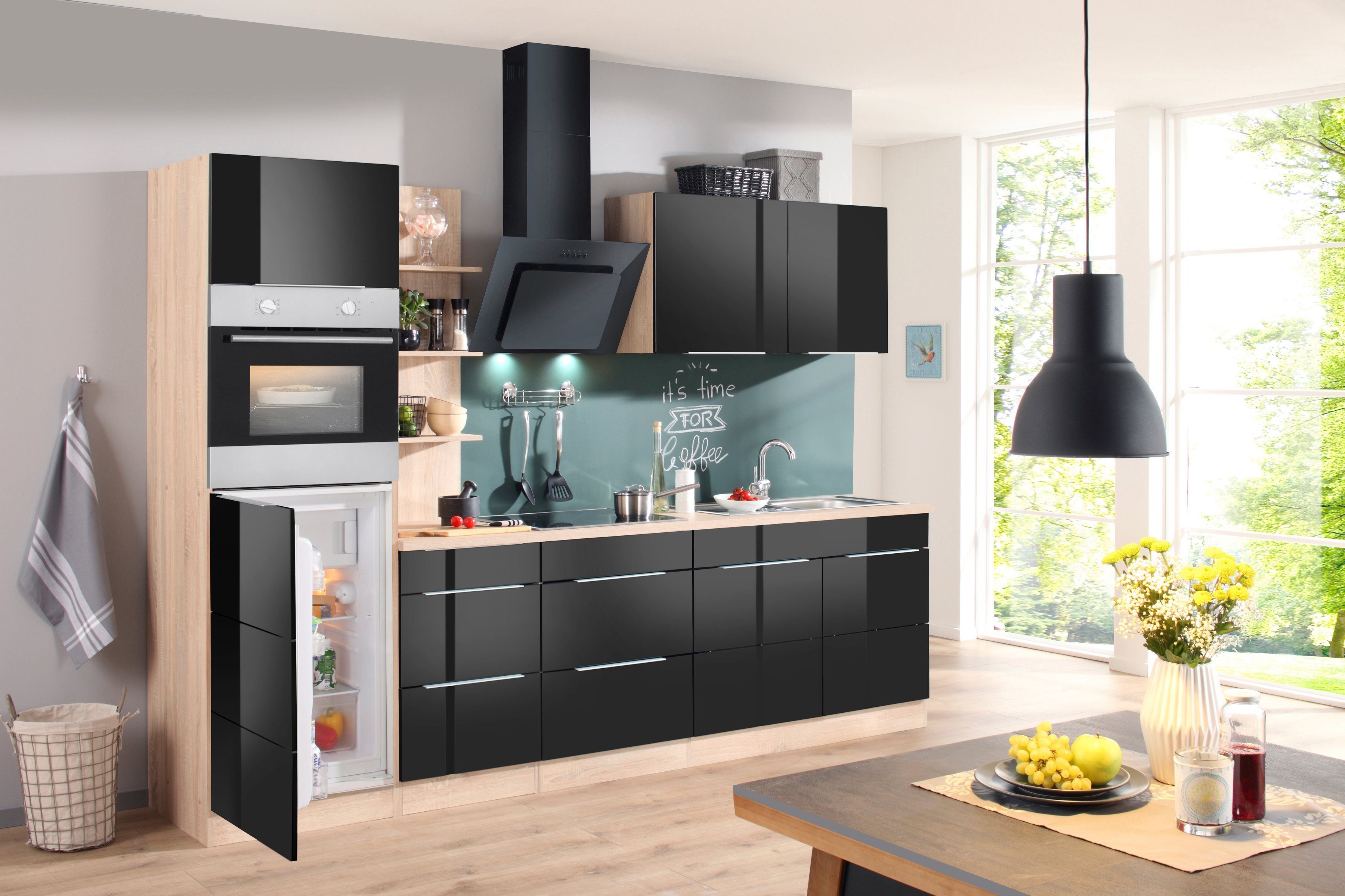KOCHSTATION Küchenzeile KS-Brindisi Breite 270 cm, wahlweise mit E-Geräten und Induktion, mit MDF-Fronten und Regal