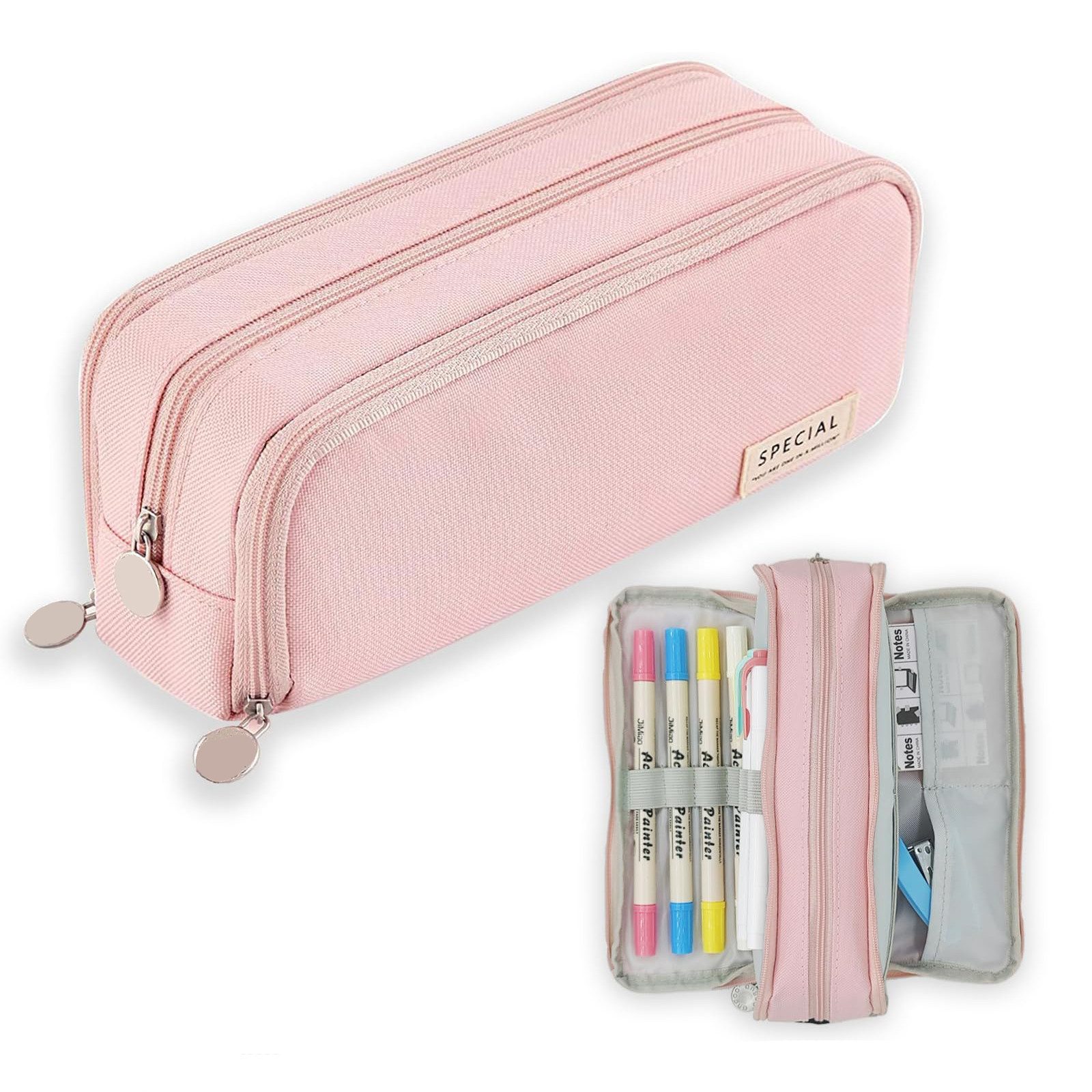 Zaewry Schreibgeräteetui Federmäppchen mit 3 Fächern – Großes Fassungsvermögen Stifteetui, (1-tlg), für Schule, Büro, Mädchen und Jugendliche, praktische Aufbewahrung