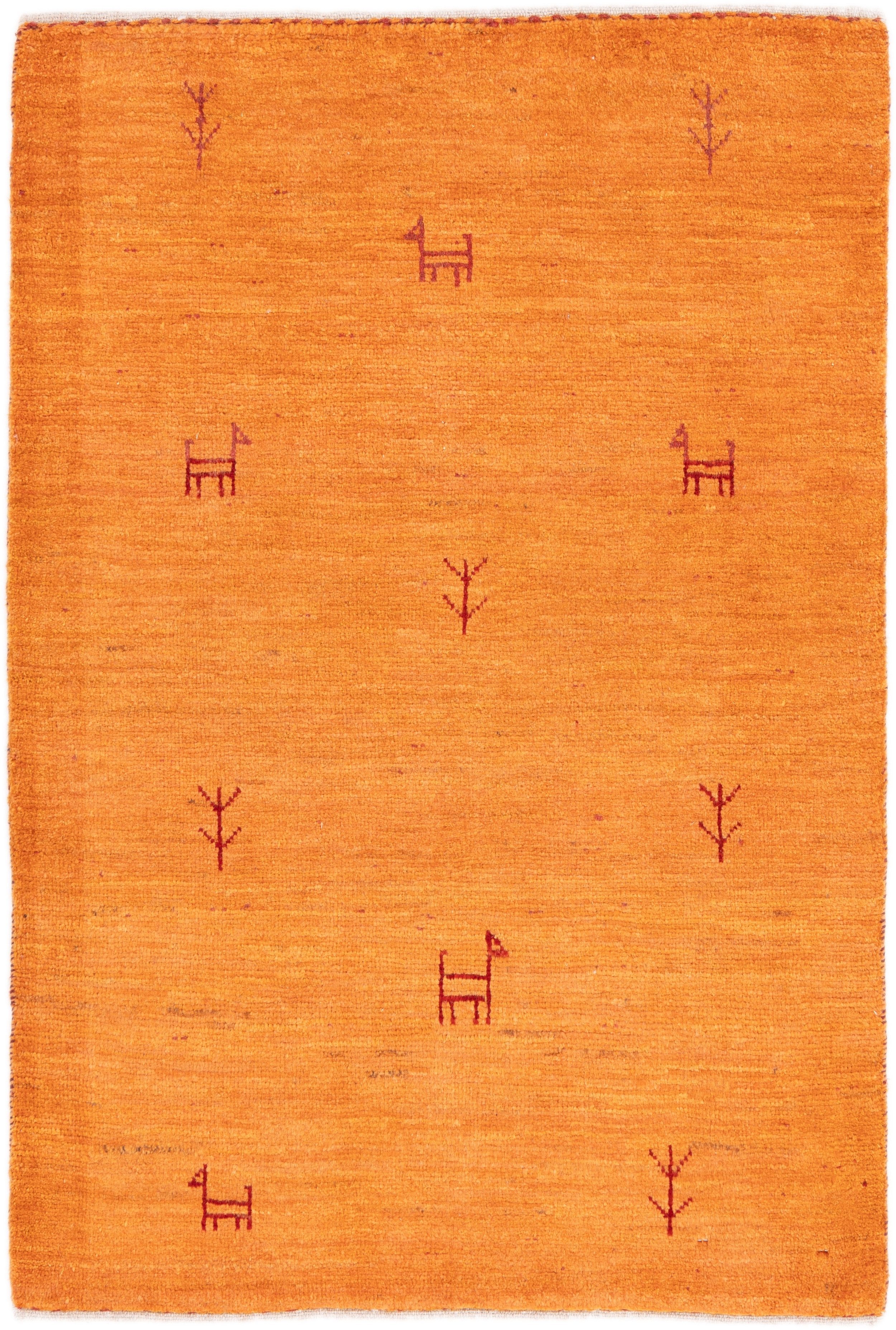 CABBEL Wollteppich Premium Perser Gabbeh Teppich Gold 80x116 cm, Rechteckig, Höhe: 20 mm, Handgeknüpftes Unikat aus 100% Wolle – langlebig und natürlich