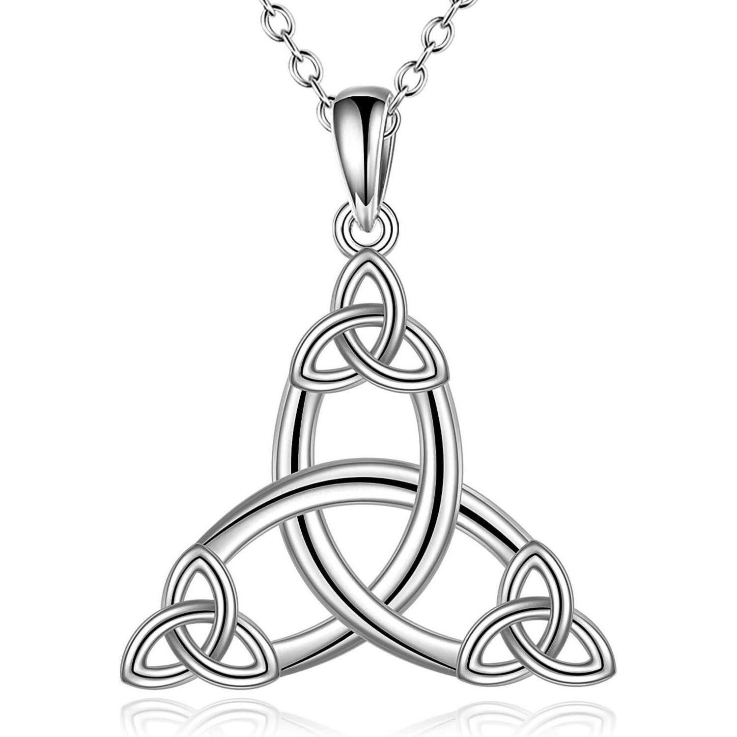 Kette mit Anhänger Keltische Knoten Halskette Sterling Silber Herz Anhänger Damen Schmuck