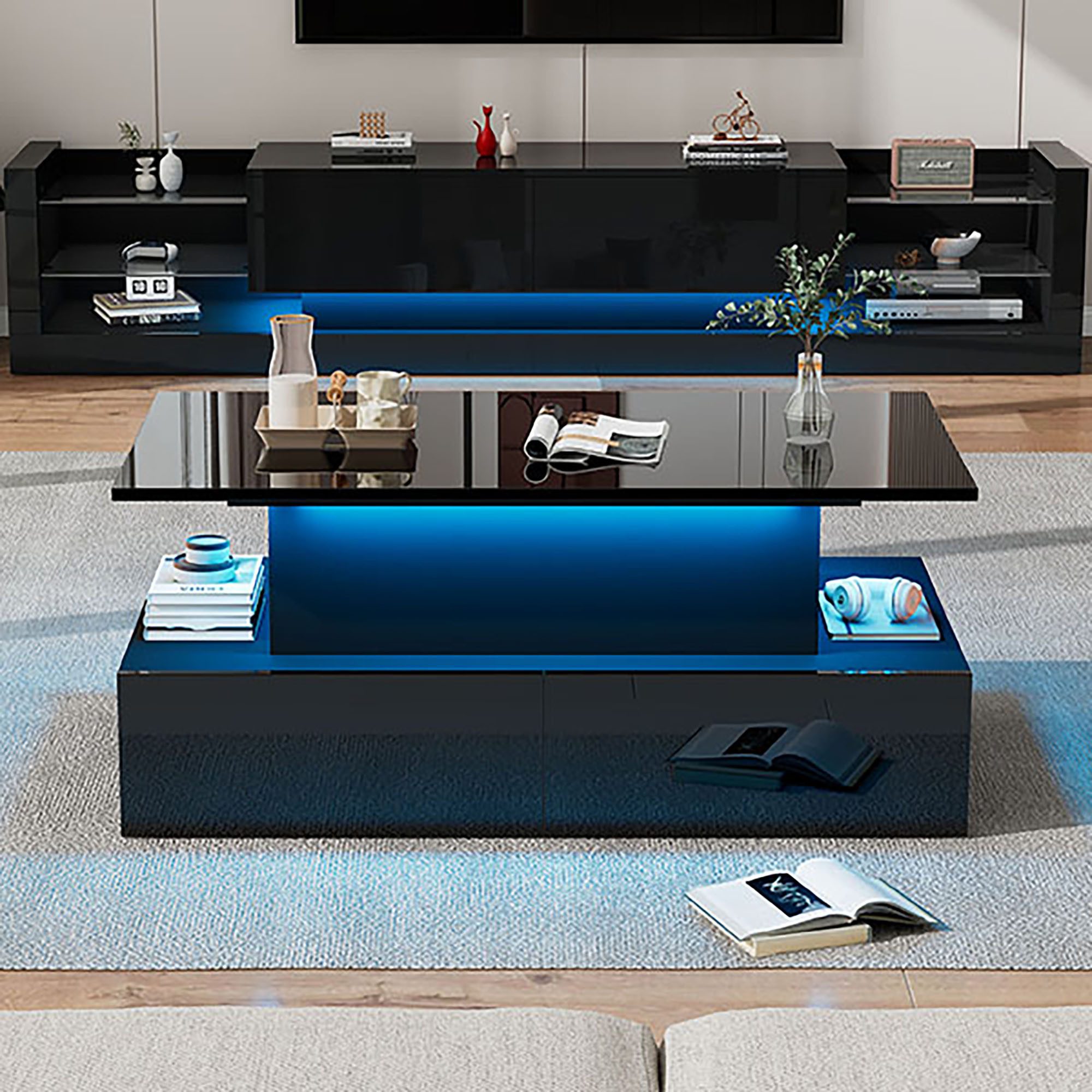 HAUSS SPOLE Couchtisch Hochglanz mit LED-Beleuchtung günstig online kaufen