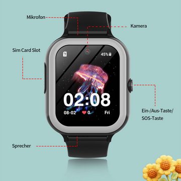 Welikera Kinderuhr, 4G 2MP GPS sprechende Uhr IP67 Wasserdicht Smartwatch