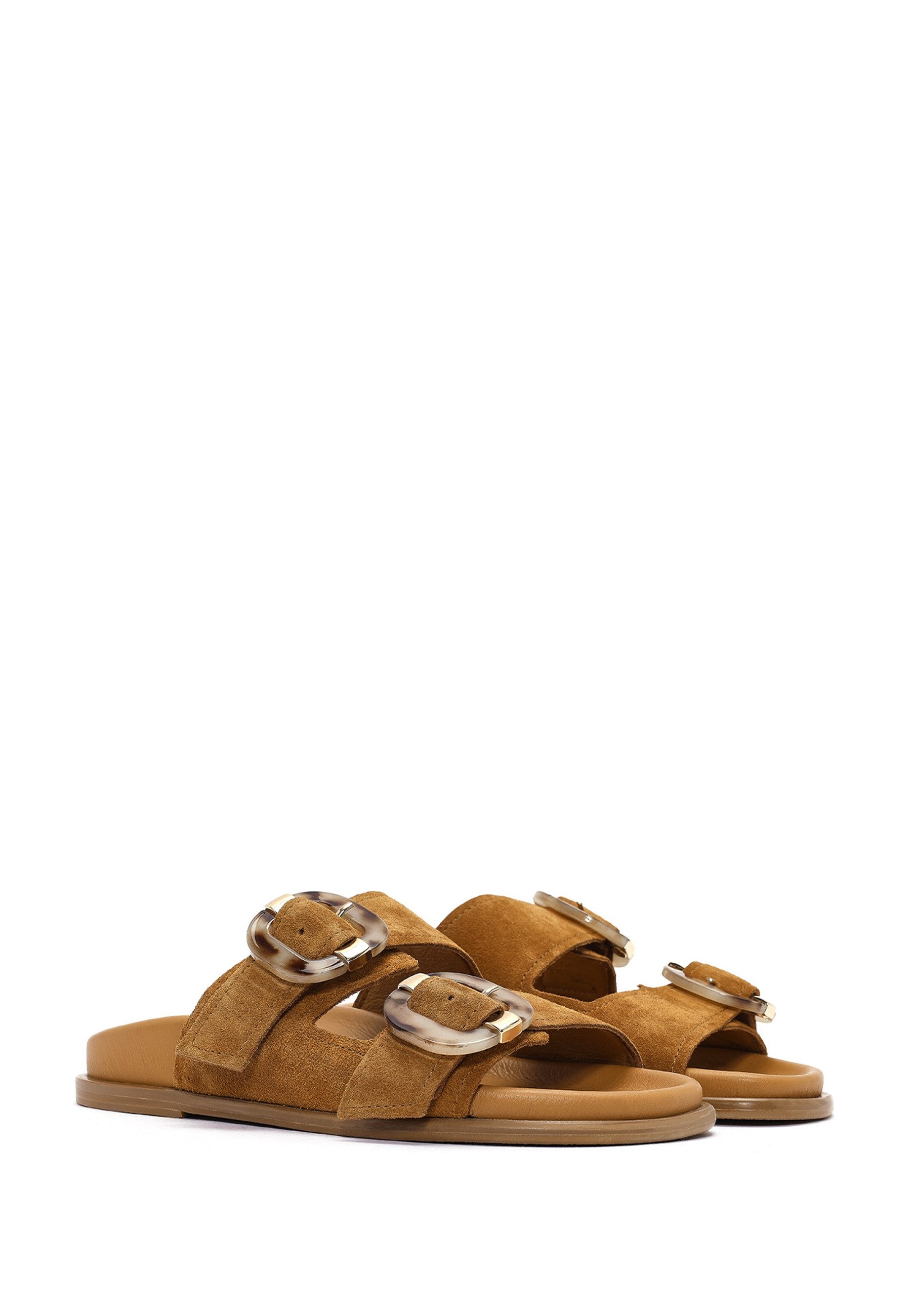 Derimod Pantoletten aus Veloursleder Mules Echtes Leder, Lederfutter, TPU-Sohle, Verstellbare Schnallen