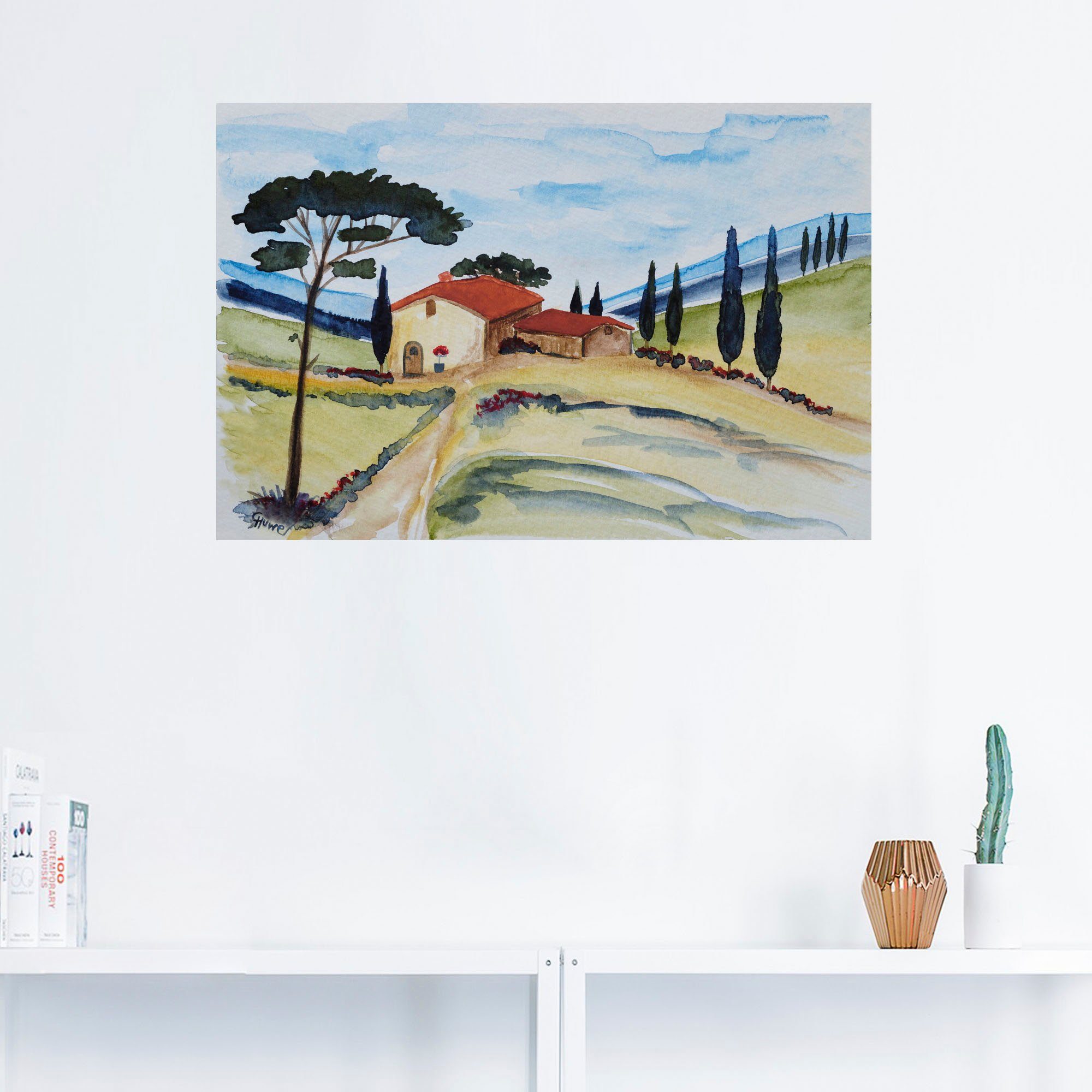 Artland Wandbild Toskana im Frühling, Alubild, Größen Europa (1 oder als St), versch. Wandaufkleber in Leinwandbild, Poster