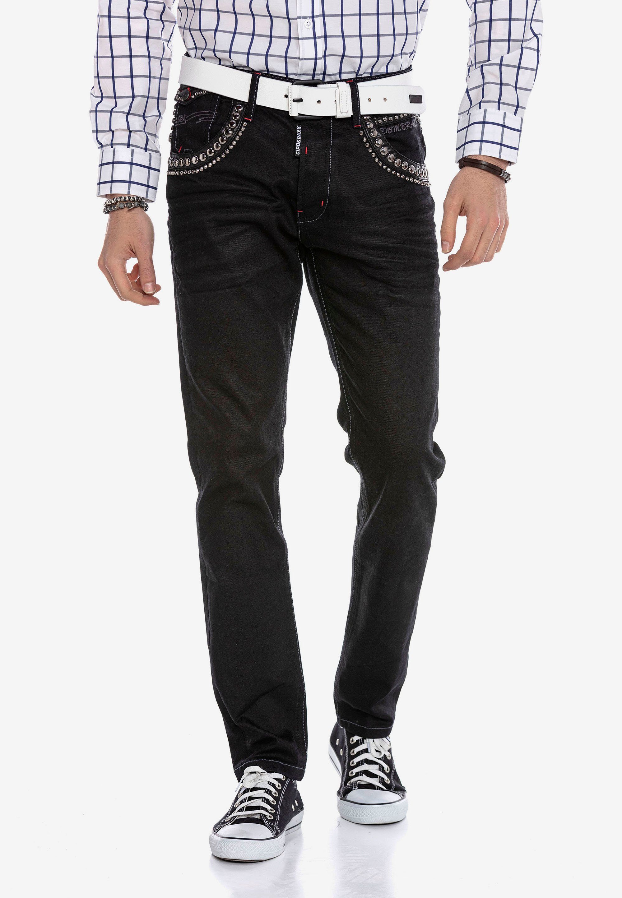 Cipo & Baxx Bequeme Jeans Nieten trendigen mit