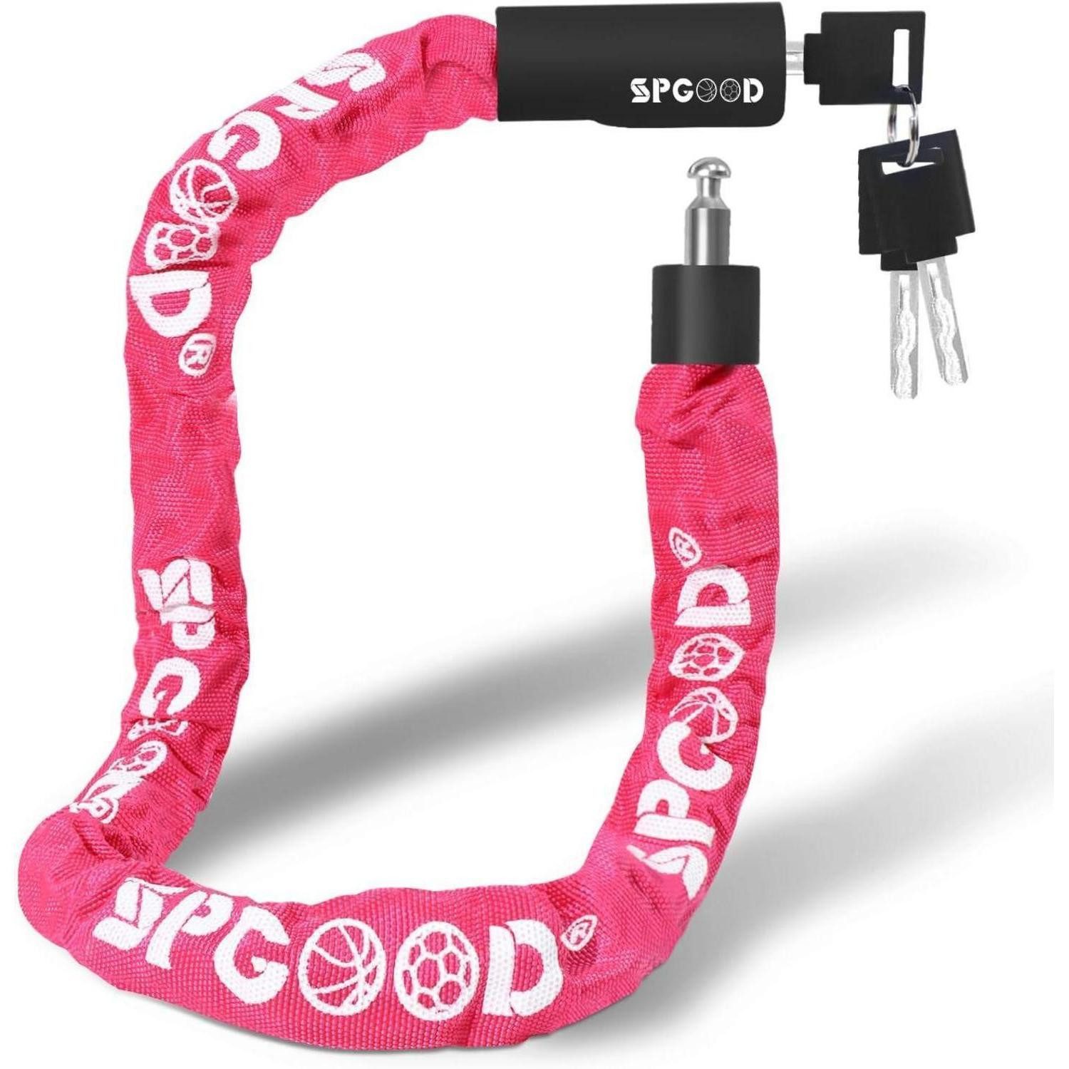 LuxusKollektion Kettenschloss Fahrradschloss Kettenschloss 870mm Fahrradschloss mit 3 Schlüssel Pink