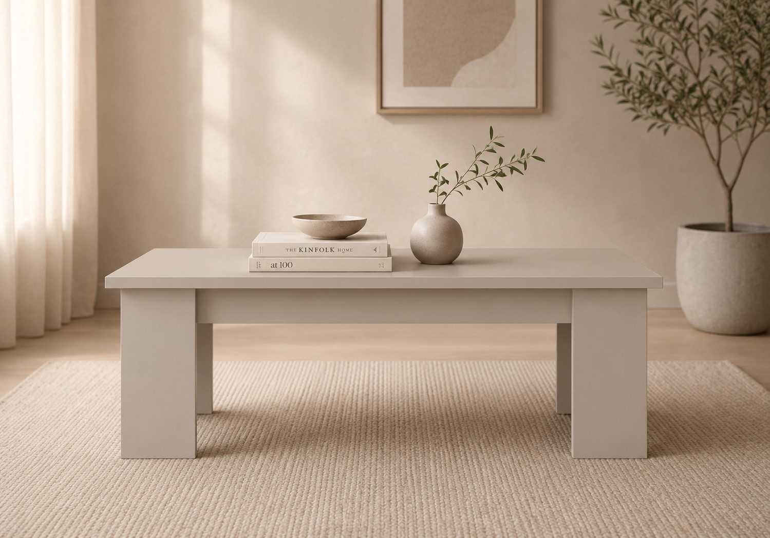 MOEBLO Couchtisch TERSO (moderner Wohnzimmertisch 130 × 70 cm, großzügige Tischfläche, mattes Design in Kaschmir), (BxHxT):130 x 40 x 70 cm