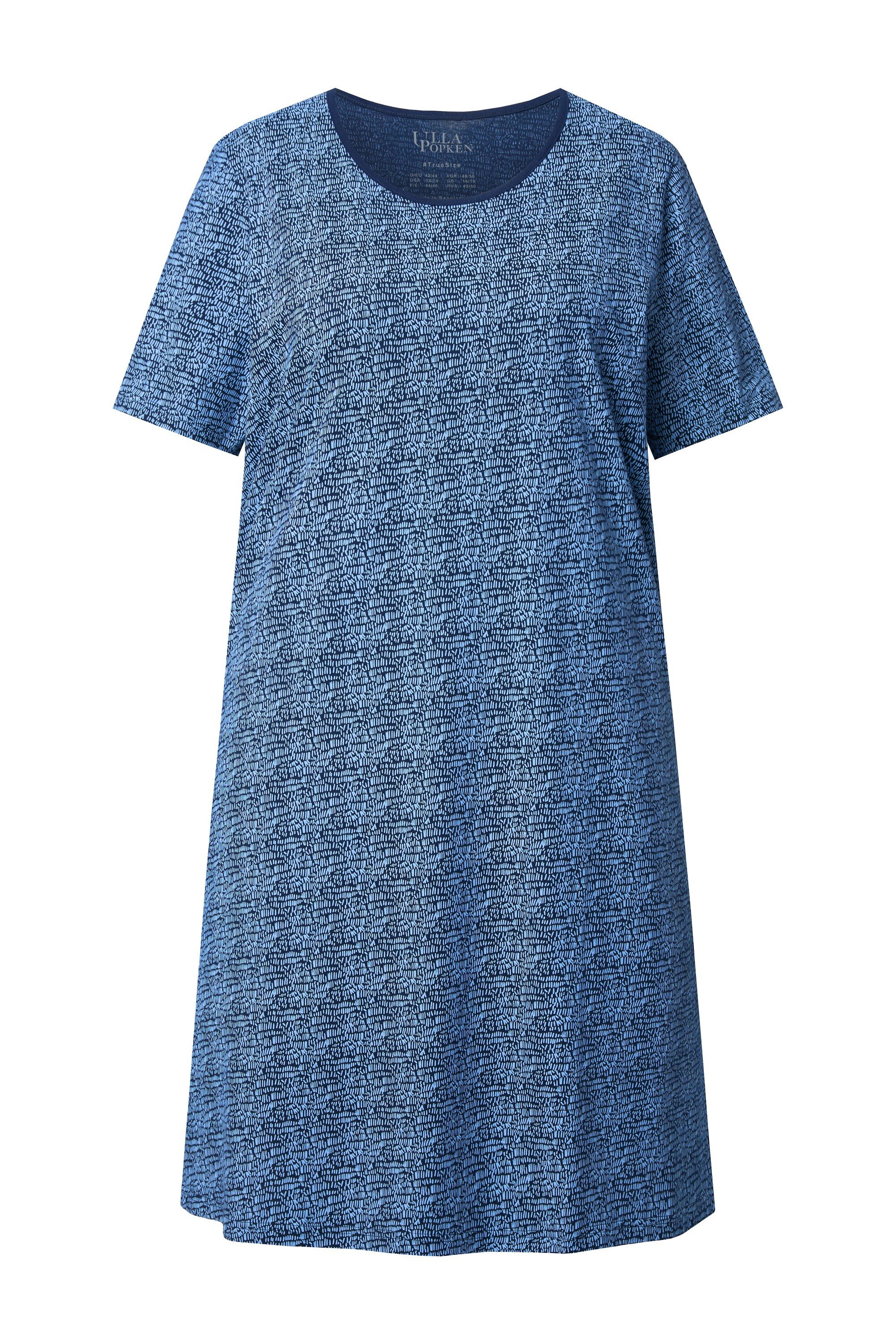 Ulla Popken Bigshirt Nachthemd Muster Rundhalsausschnitt Halbarm