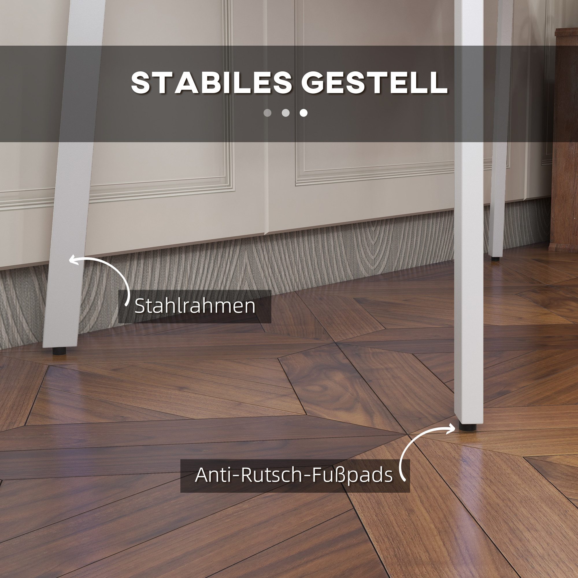 HOMCOM Schreibtisch (Büchetisch, 1-St., Computertisch), MDF+Stahl, Weiß, 120 x 60 x 76 cm