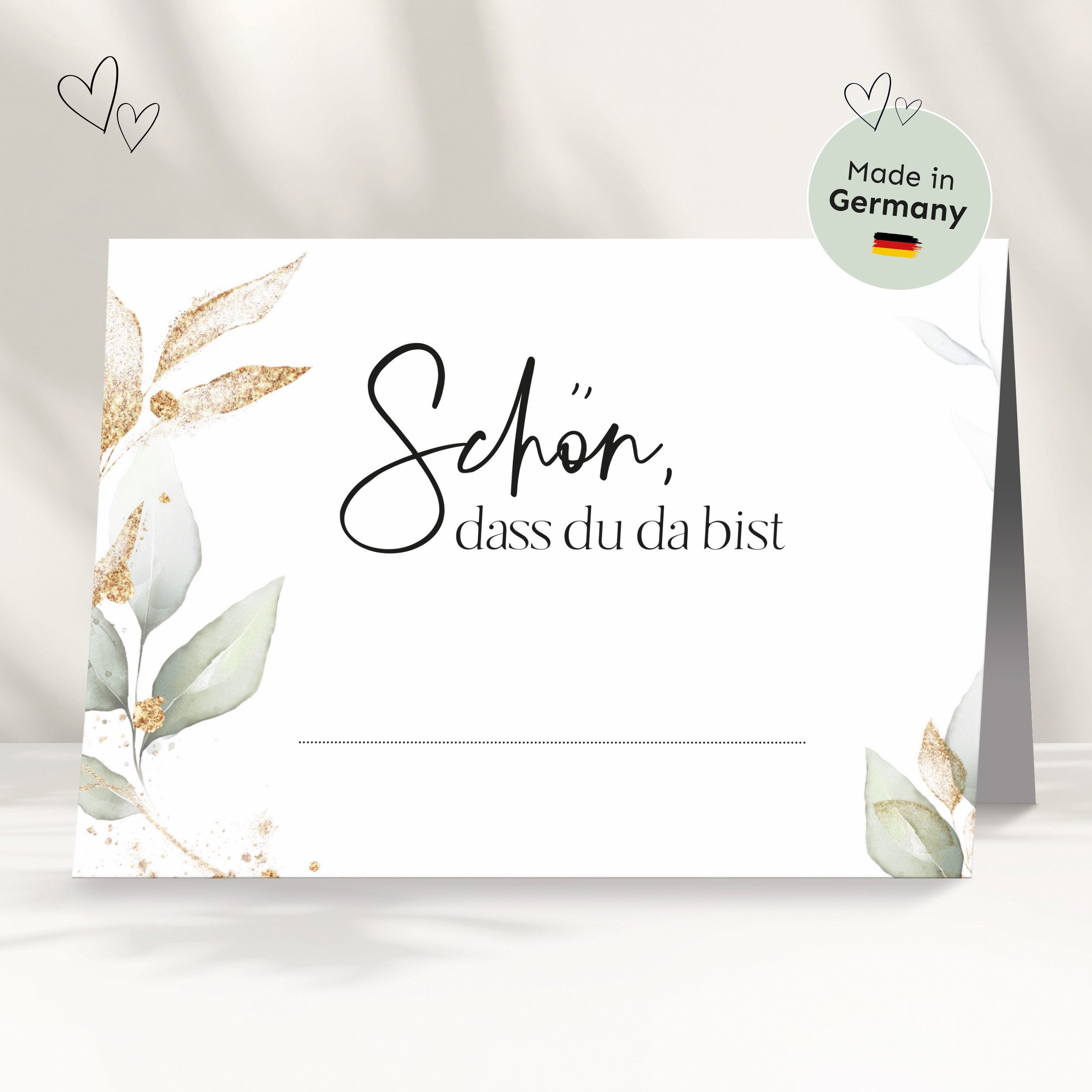 white & ivory Papierdekoration Platzkarte "schön, dass du da bist", 50 Stück, Tischkarten