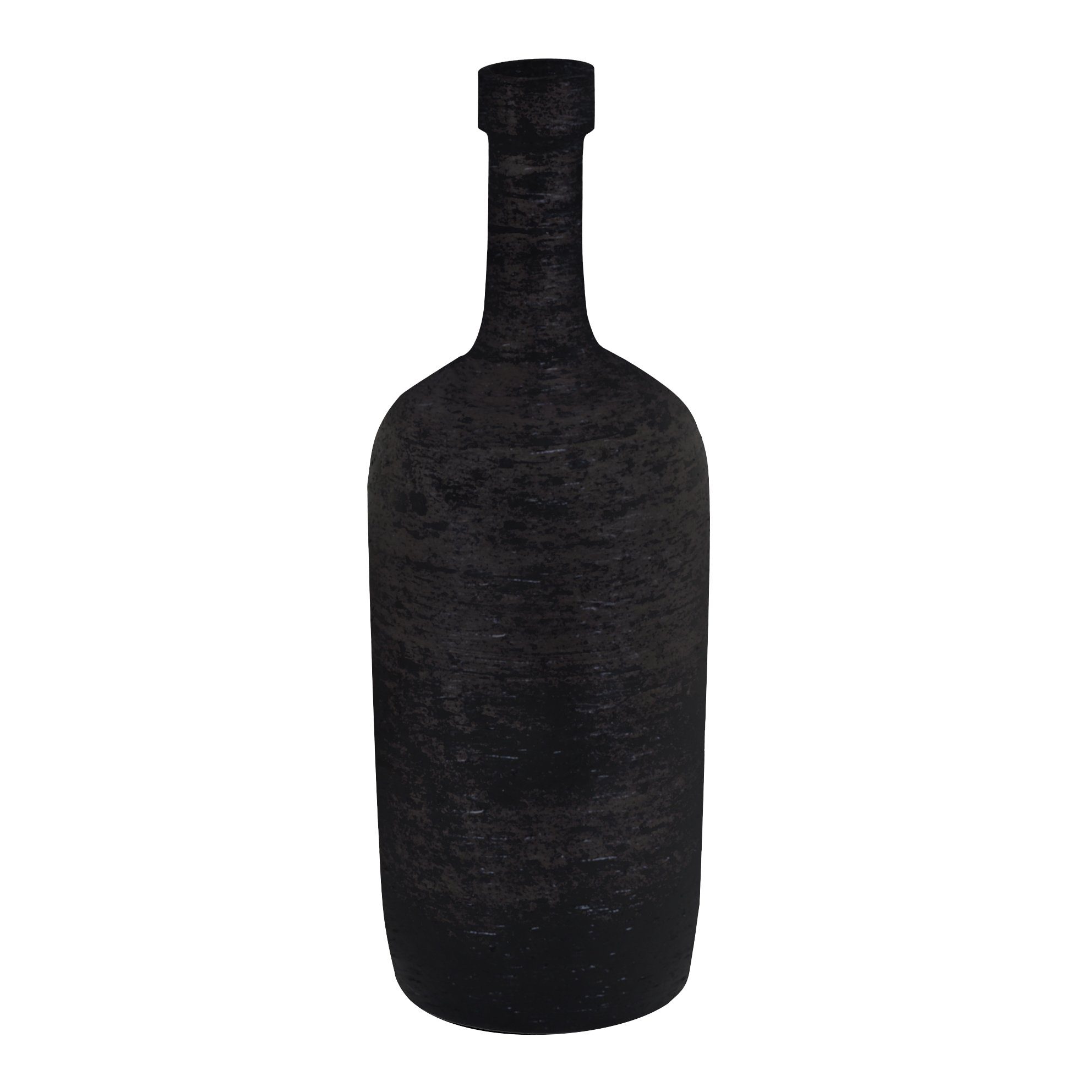 tegawo Dekovase Lava-Conica, Keramik Flasche mit Struktur handgemacht Dunkelbraun