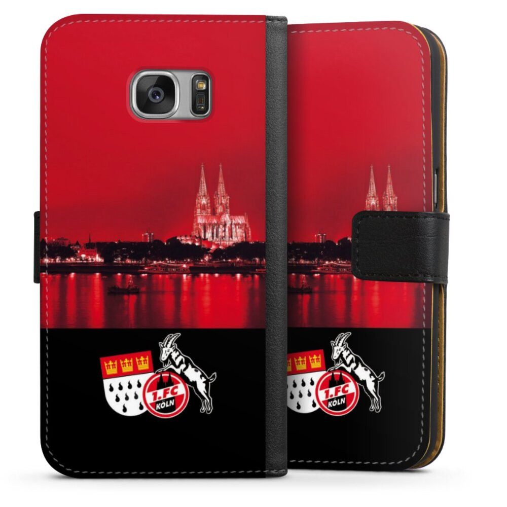 DeinDesign Handyhülle Skyline 1. FC Köln Offizielles Lizenzprodukt Skyline Köln Rot, Samsung Galaxy S7 Hülle Flip Case Klapphülle Handytasche Leder