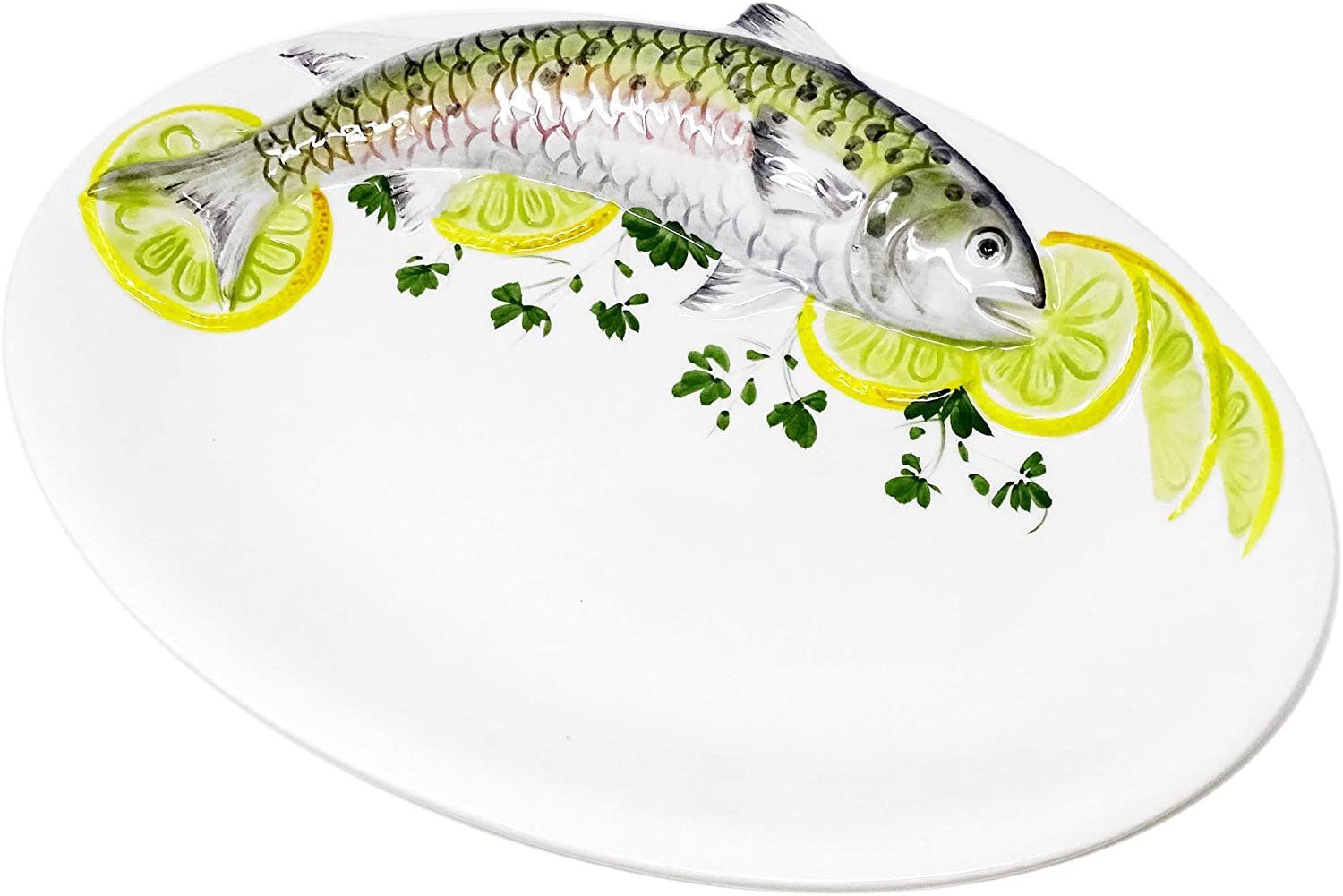 Lashuma Servierplatte Forelle, Keramik, (1-tlg., 31 x 22 cm), Ovaler Рибна тарілка mit Forellen 3D Design