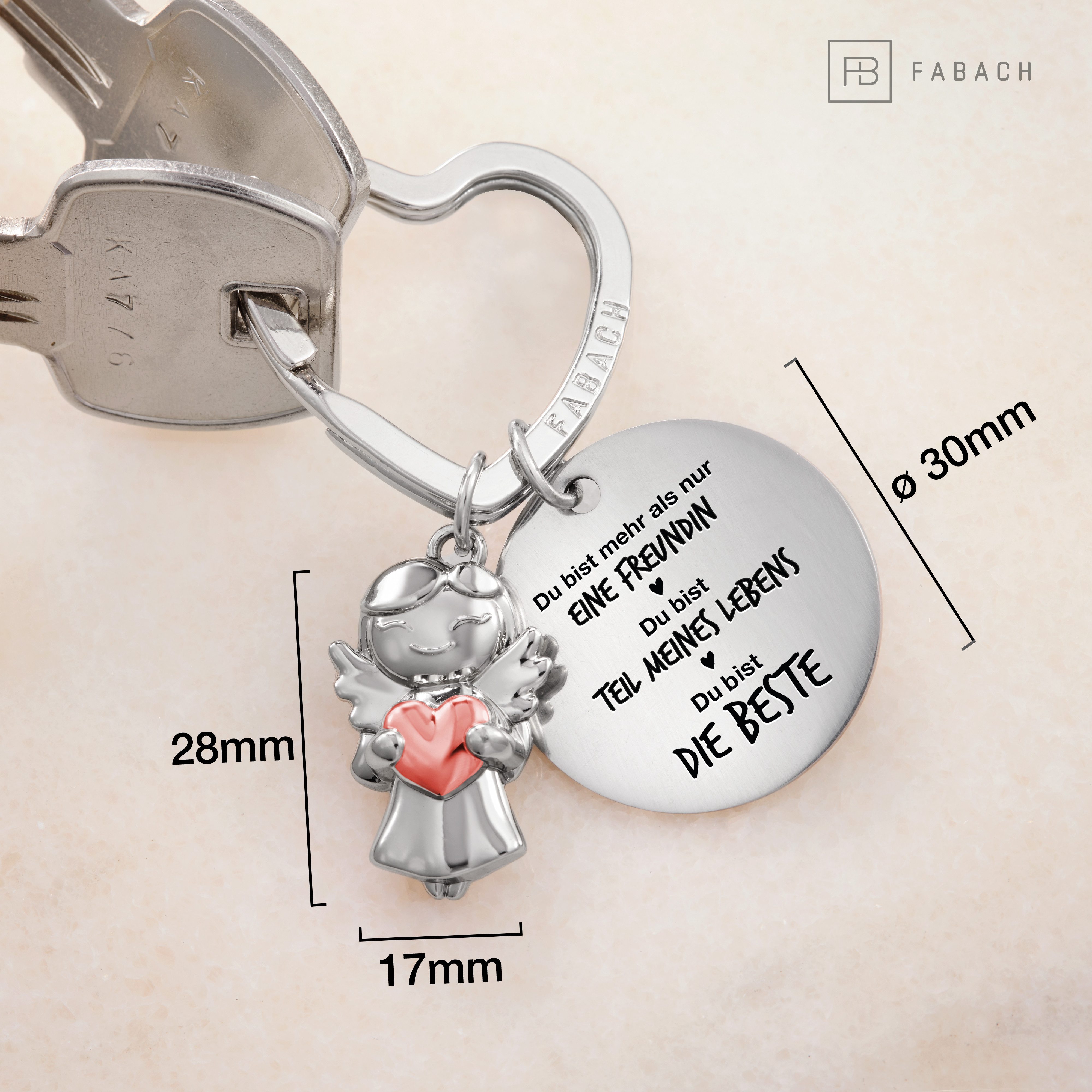 FABACH Schlüsselanhänger Schutzengel Star in Charms Größe mit Gravur "Beste Freundin" – Bild 4 von 5