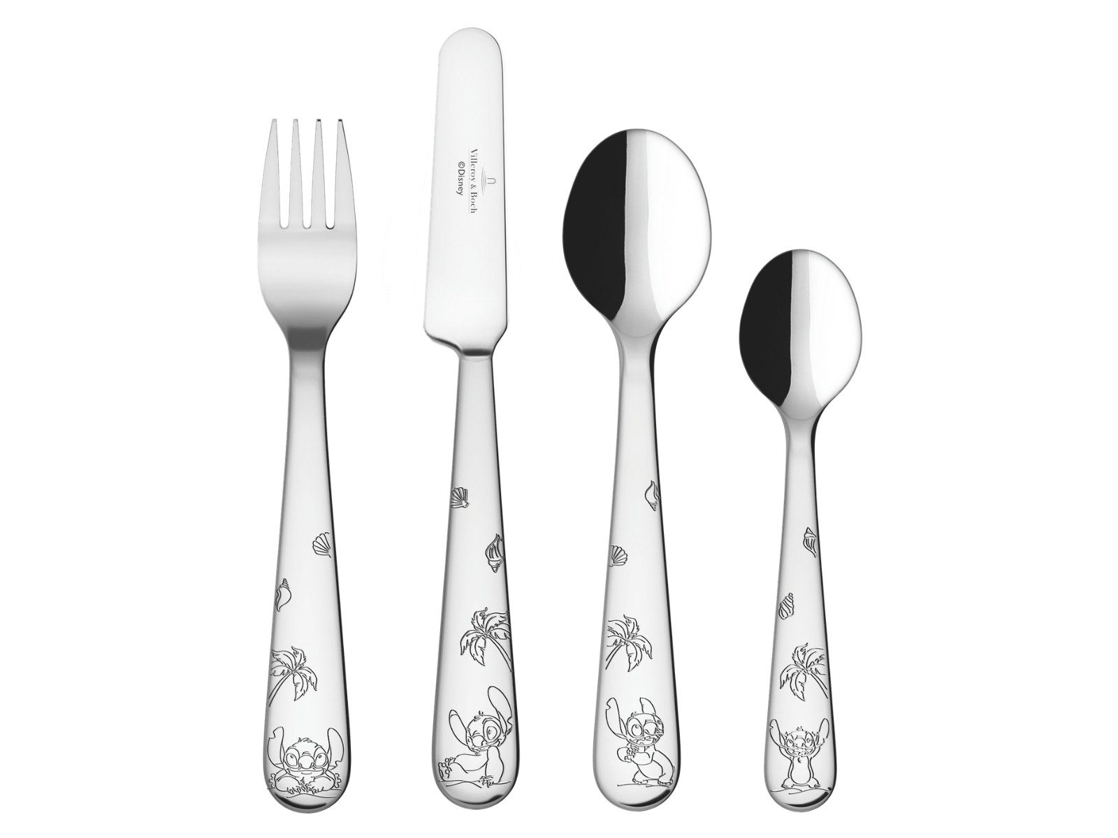 Villeroy & Boch Besteck-Set Disney Stitch Kinderbesteck Set 4tlg, Edelstahl