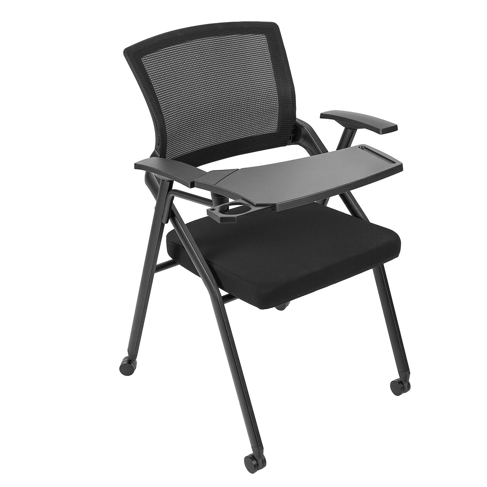 Rutaqian Besucherstuhl Faltbare Konferenzstühle, Seminarstühle Besucherstühle Bürostühle (1 St), Schreibplatte, 4 PU-Rollen, Eisenrahmen, Mesh-Rücken, Sitz 45×45 cm