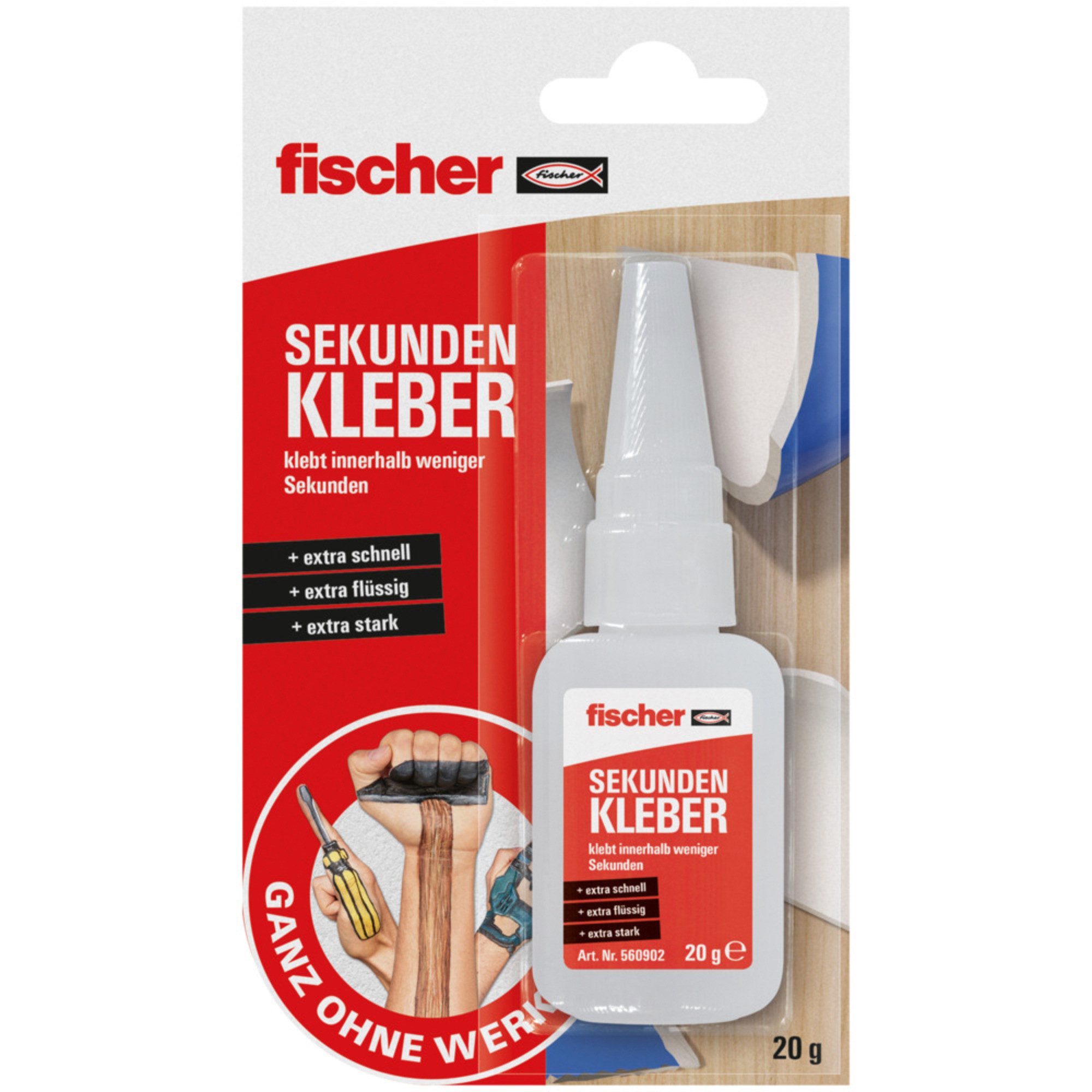 Fischer Klebstoff fischer GOW Sekundenkleber, 20g, Kleber