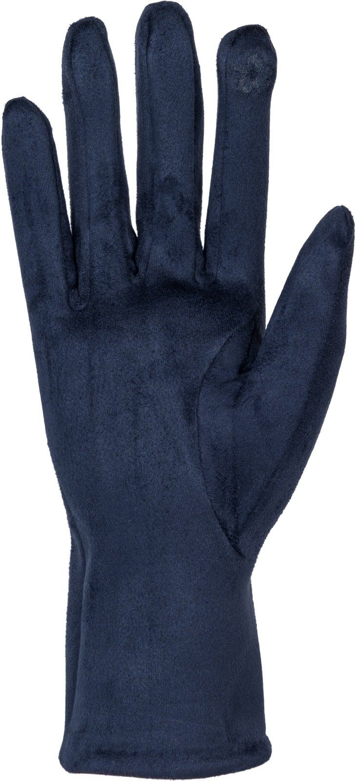 Fleecehandschuhe Ziernähte Einfarbige Dunkelblau Handschuhe Touchscreen styleBREAKER