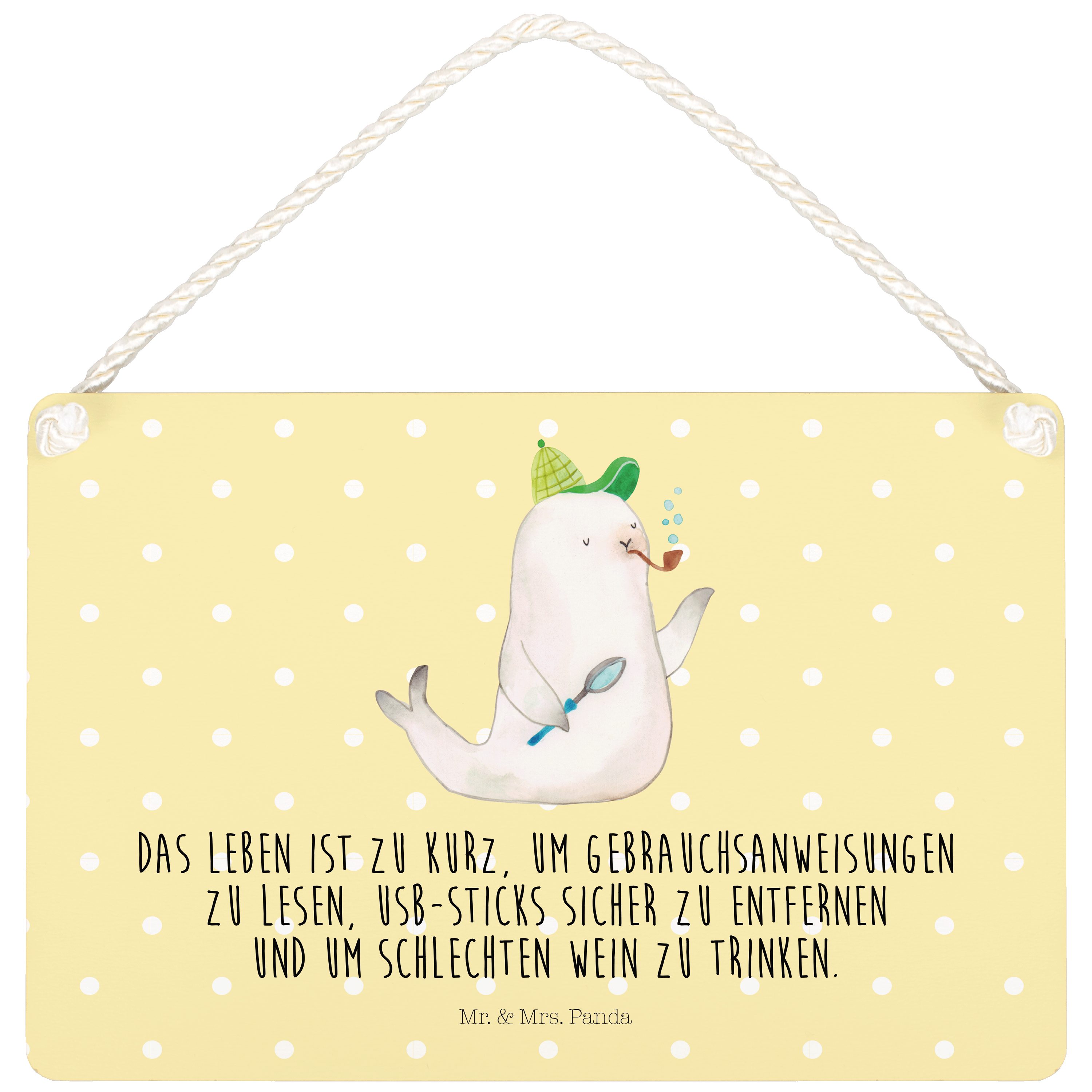 Mr. & Mrs. Panda Hinweisschild DIN A4 Robbe Sherlock Gelb Pastell