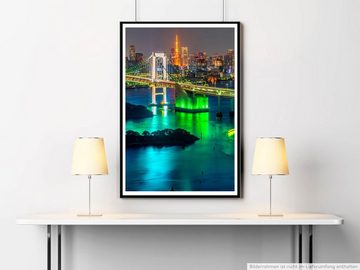 Sinus Art Poster Urbane Fotografie 60x90cm Poster Tokio Skyline mit Regenbogen Brücke