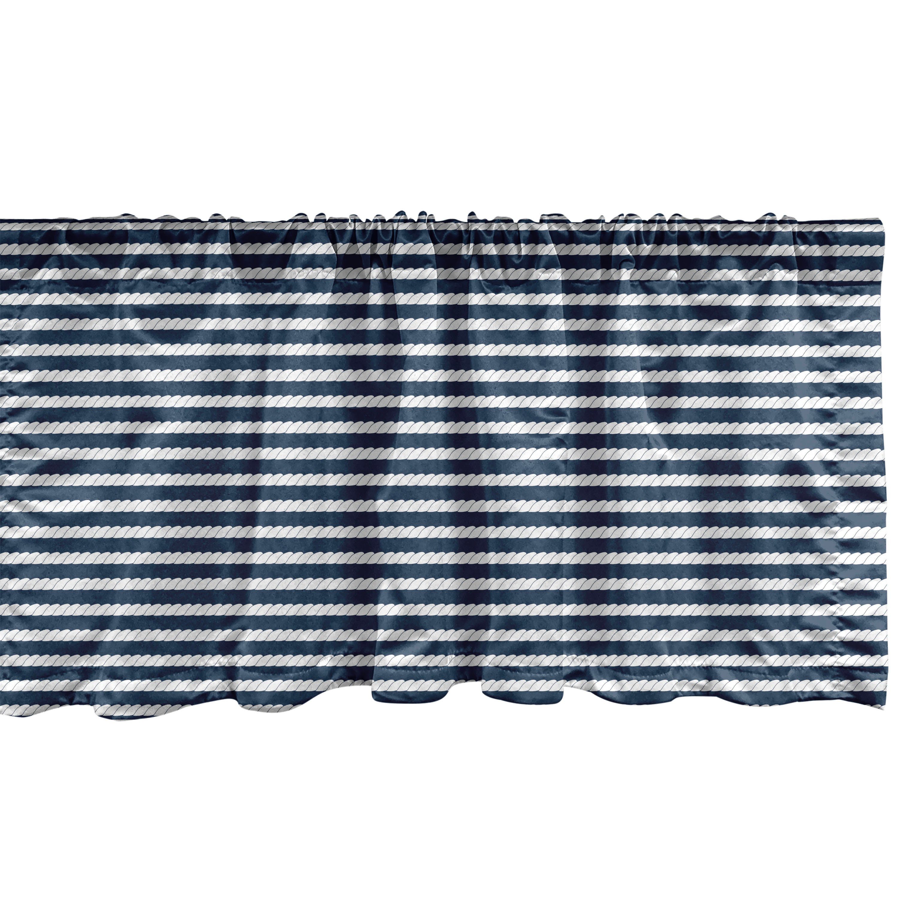 Seil-Streifen-Muster Abakuhaus, mit Küche Microfaser, Stangentasche, Schlafzimmer Volant Vorhang Scheibengardine für Marine Dekor