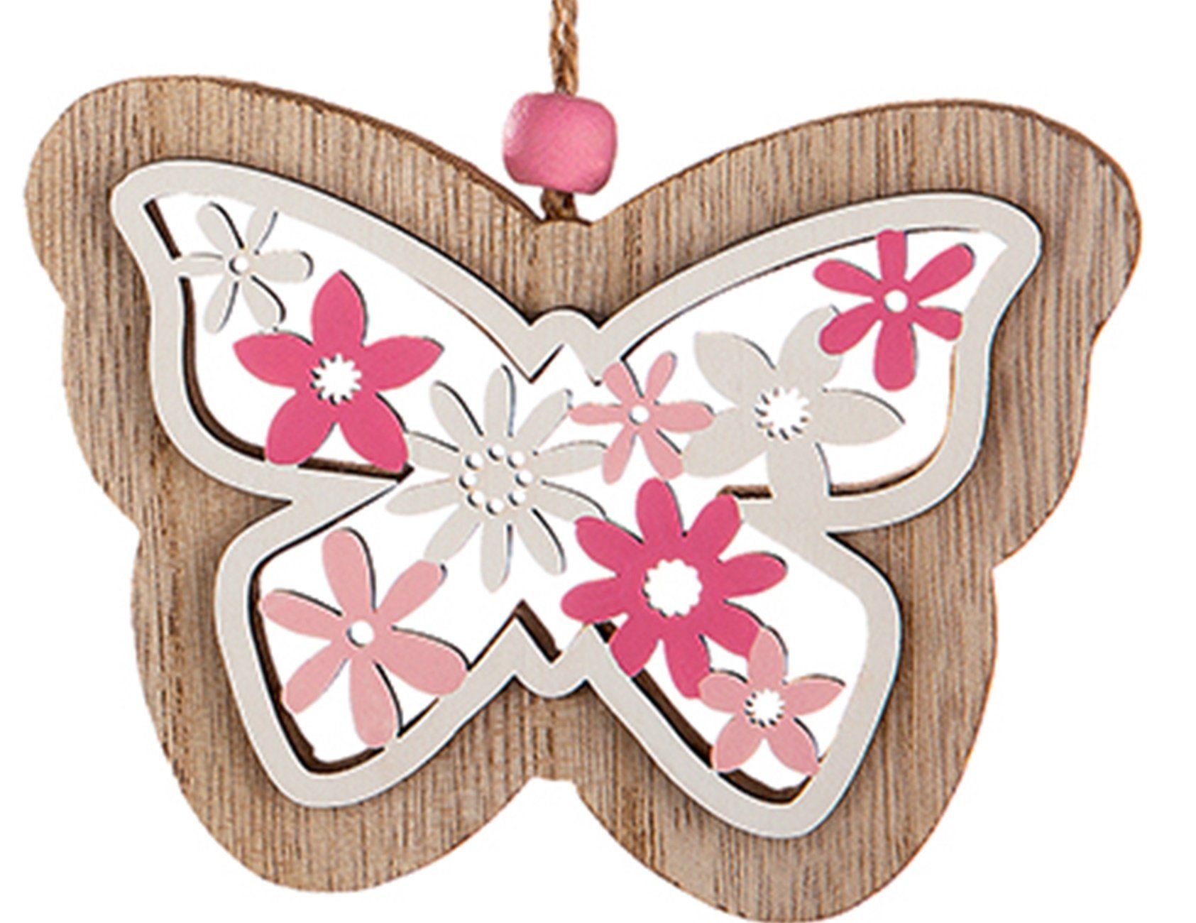 Holzhänger-Schmetterling Hängedekoration dekojohnson 17cm Blume Fensterhänger