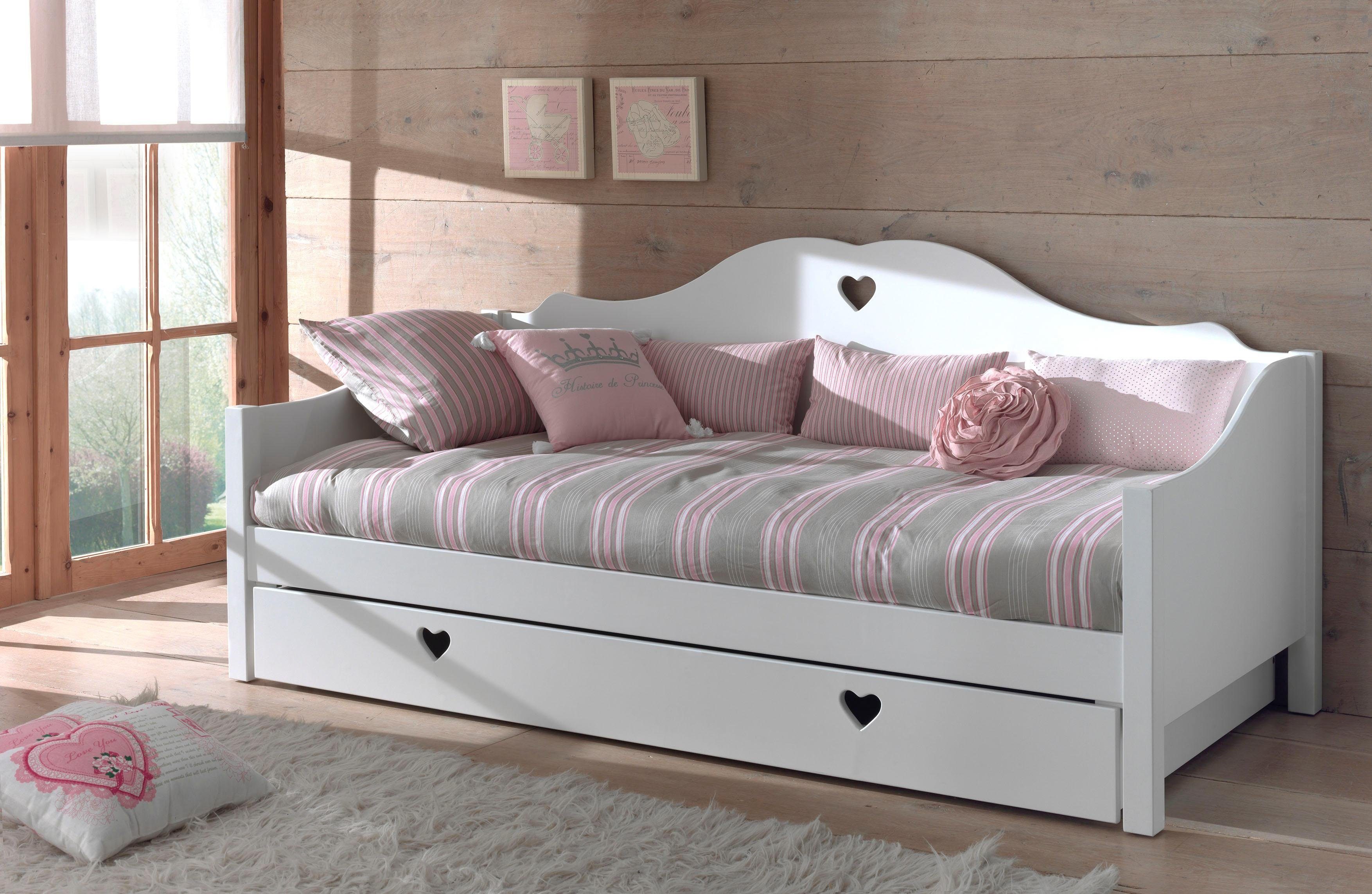 Vipack Schubkasten Amori, auf Rollen zum Unterschieben unter das Bett (B/H/T ca. 199x22x94cm, Bedenplatten Dekor, einfach zu bedienen), bietet viel Stauraum im Zimmer, weiß lackiert