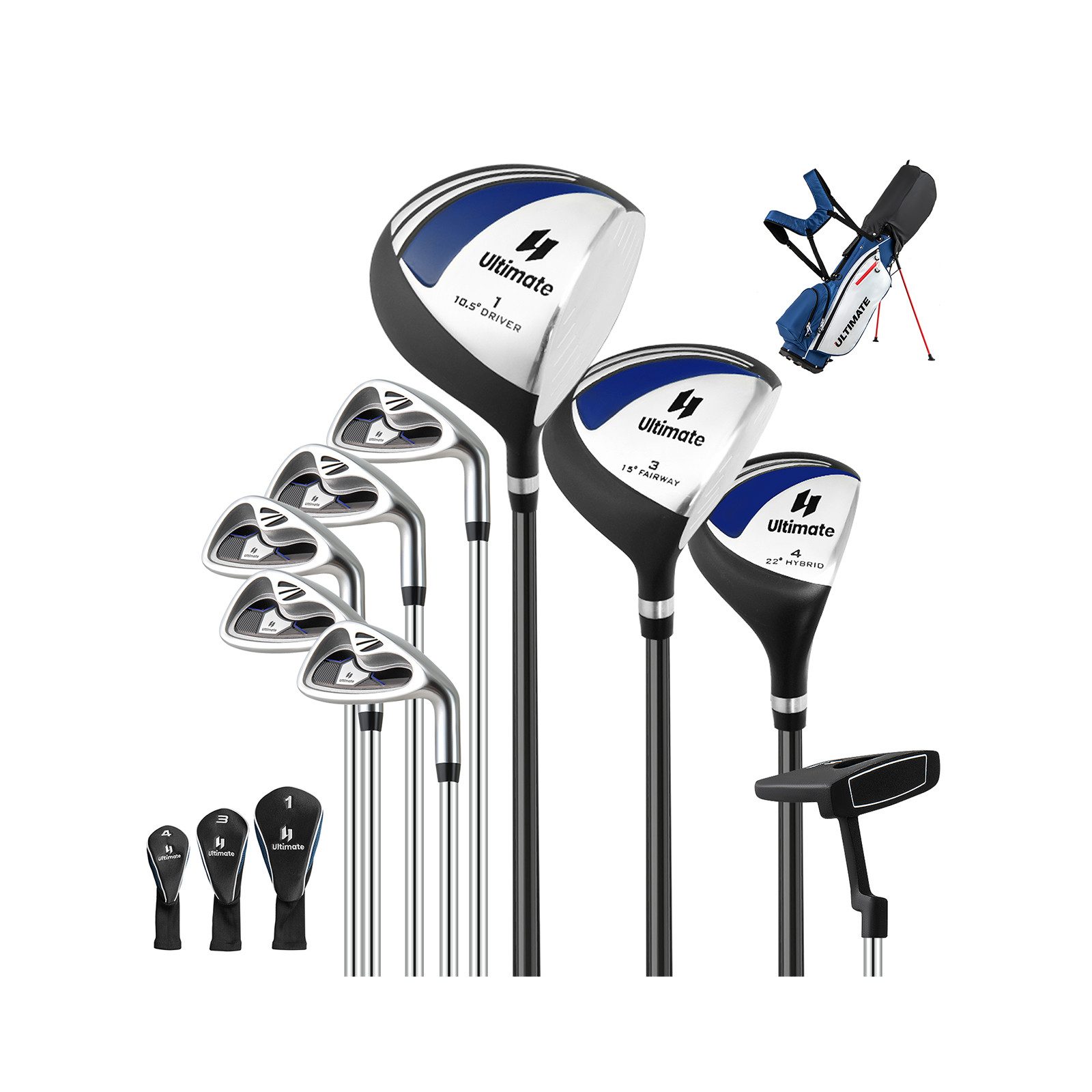 COSTWAY Golfschläger + Golfbag Golfset, Herren, 9 - teilige Einsteigerset