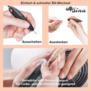 Sina Beauty-Multigerät Elektrische Nagelfräser, inkl. 6tlg. Bit-und Mandrel-Set, Stufenlos regulierbar