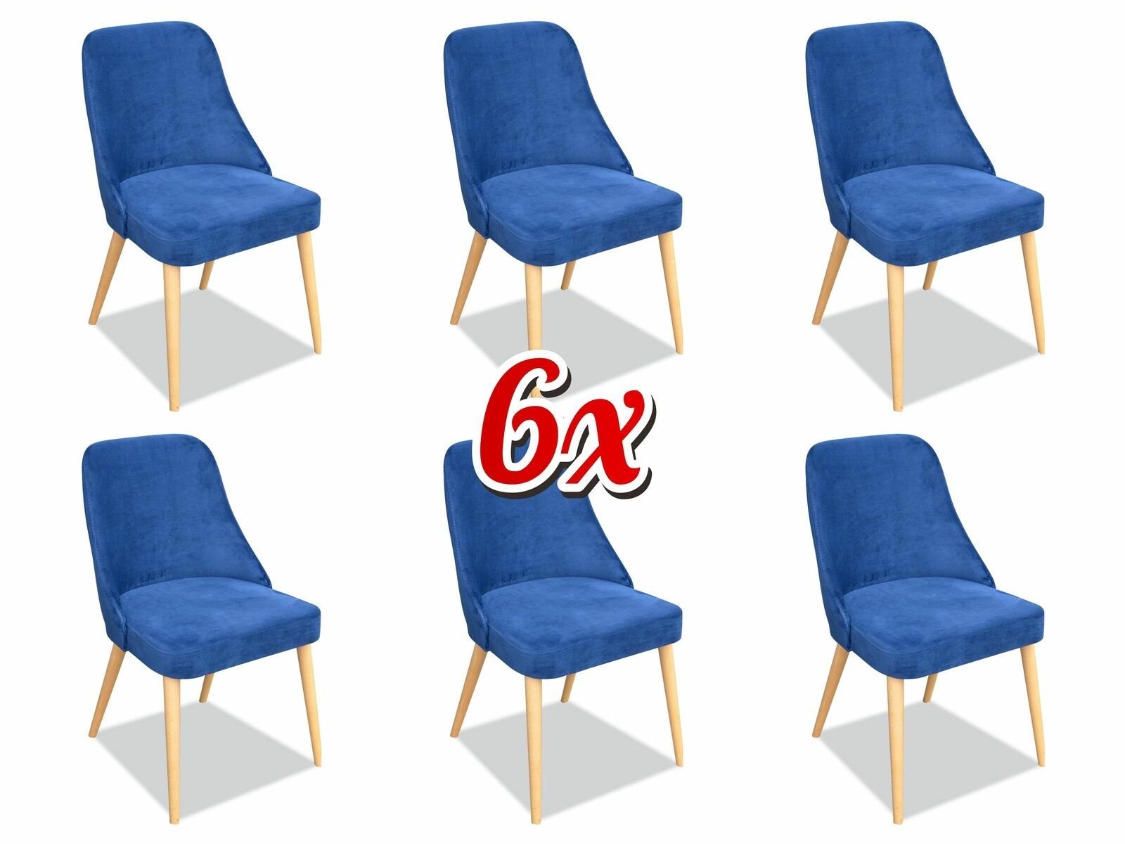 JVmoebel Stuhl, Küche Esszimmer Stühle 6x Stuhl Gruppe Stühle Garnitur Textil Stoff Holz Möbel