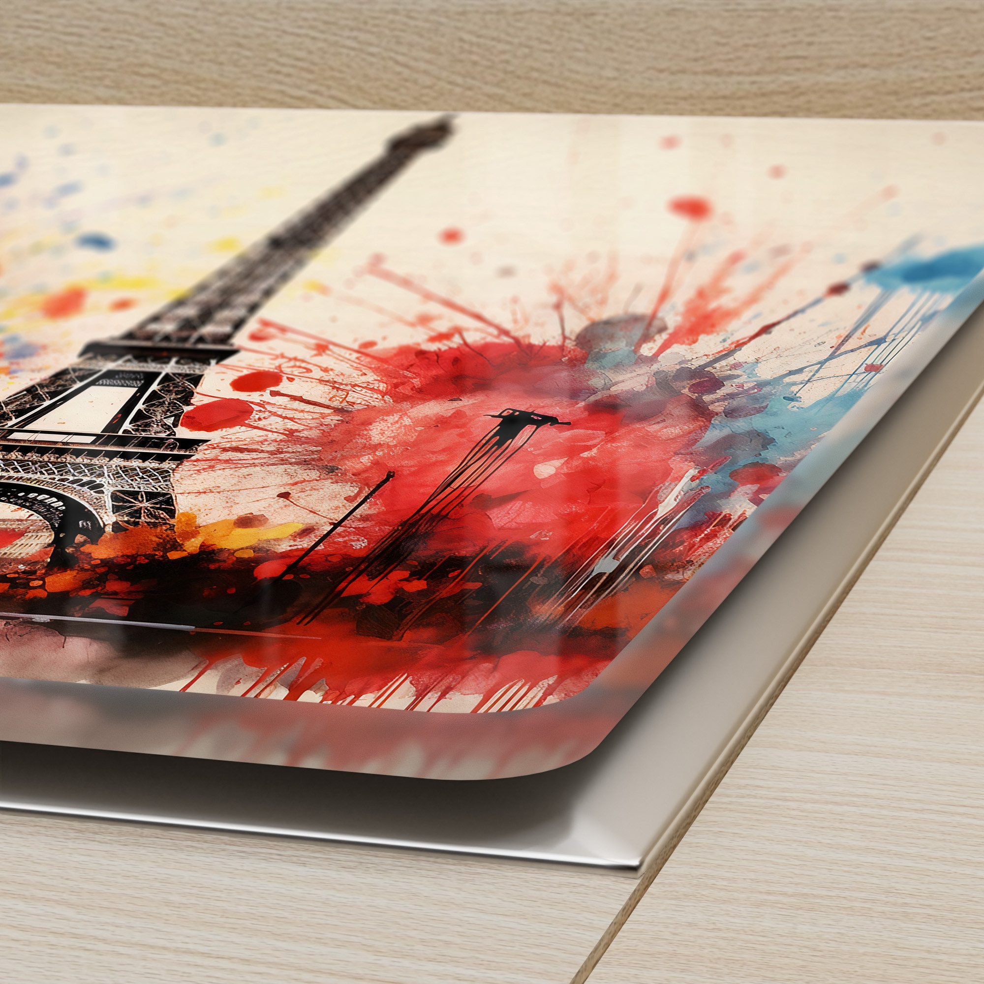 DEQORI Herdblende-/Abdeckplatte 'Farben von Paris', Glas, (2 tlg), Herdabdeckplatte Ceranfeld Herd Platte Abdeckung Glasplatte